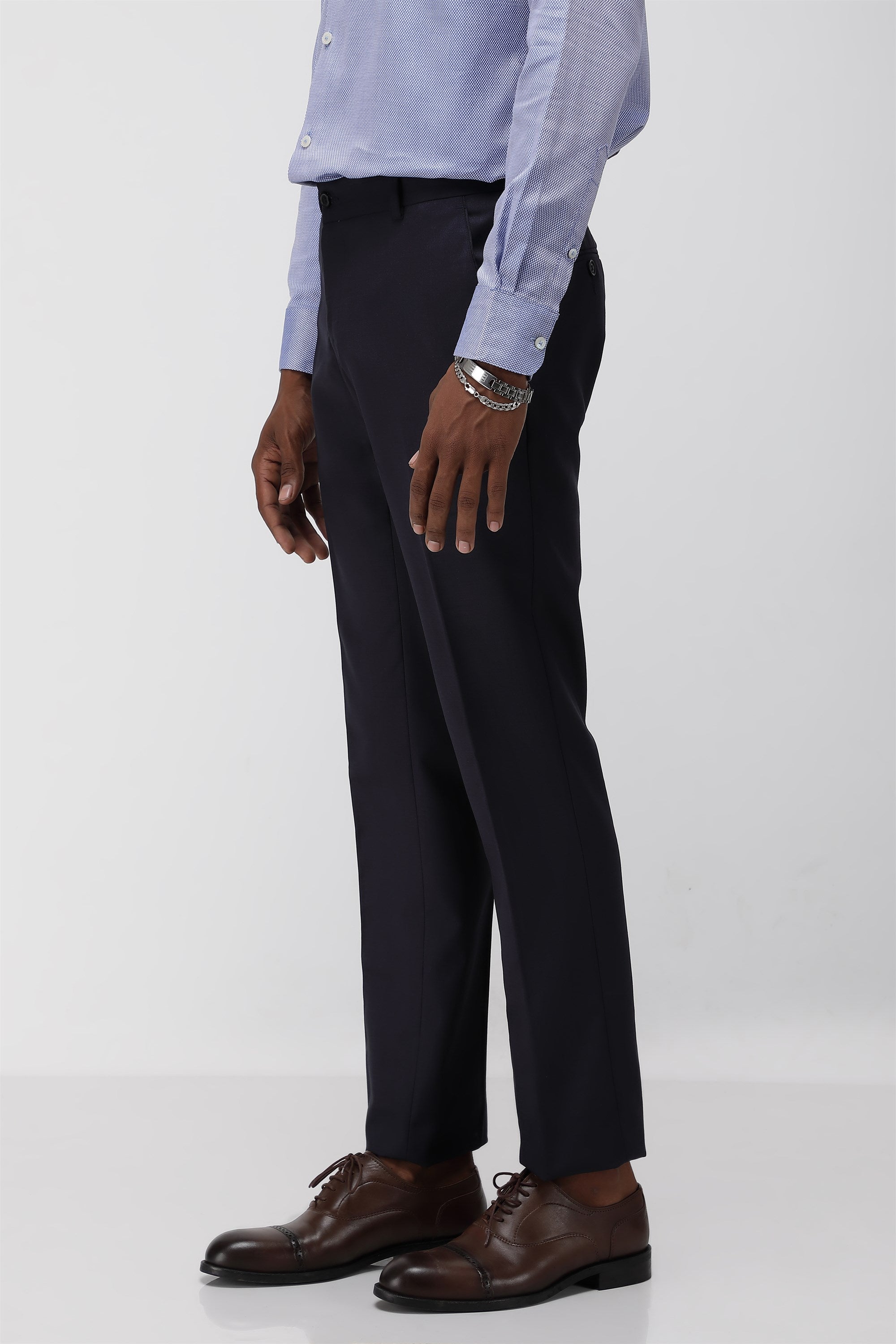 T the brand Stretch Formal Flat Front Trouser - Navy Blue