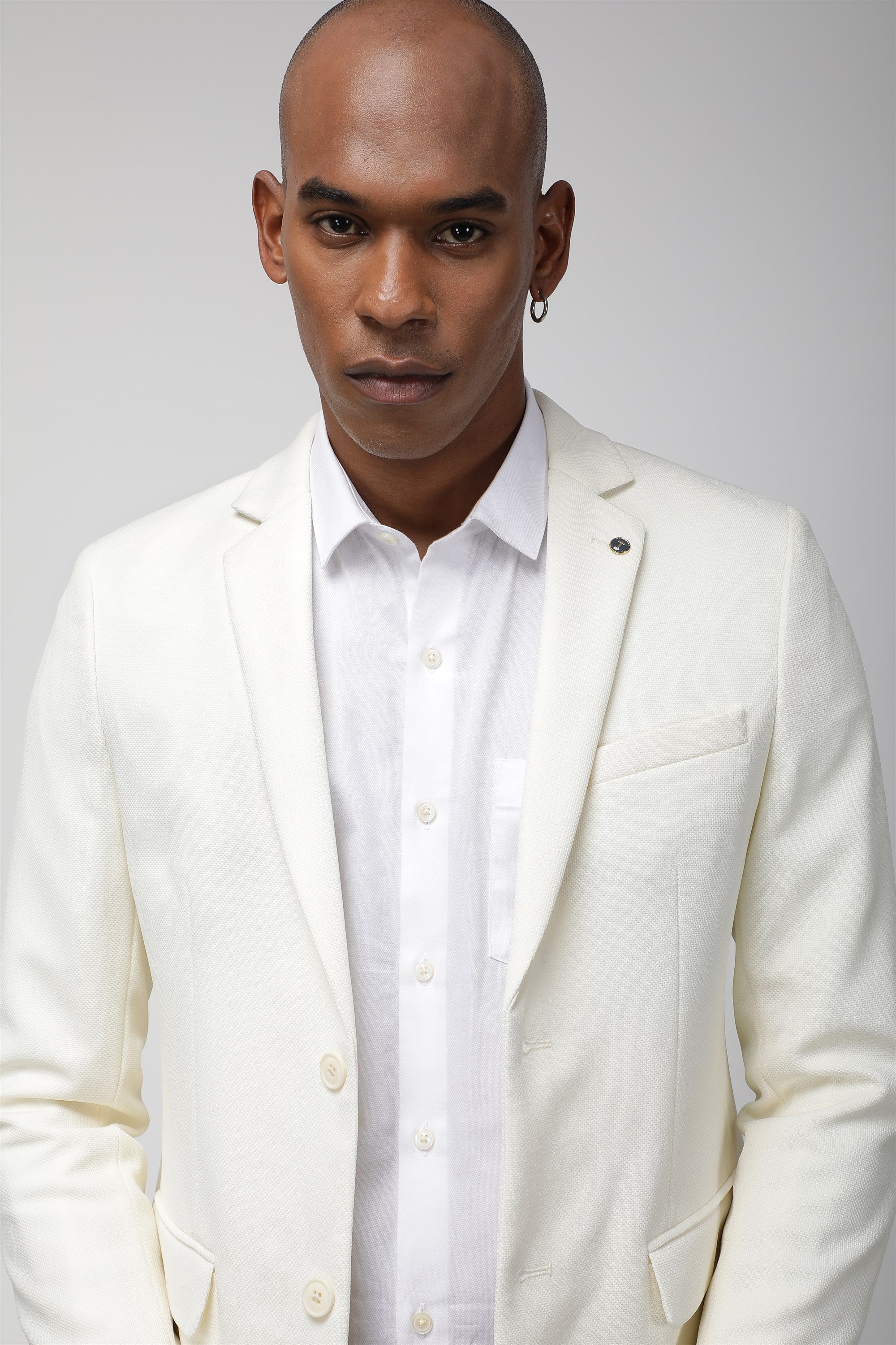 T the brand Slim Fit Knit Blazer - Ivory