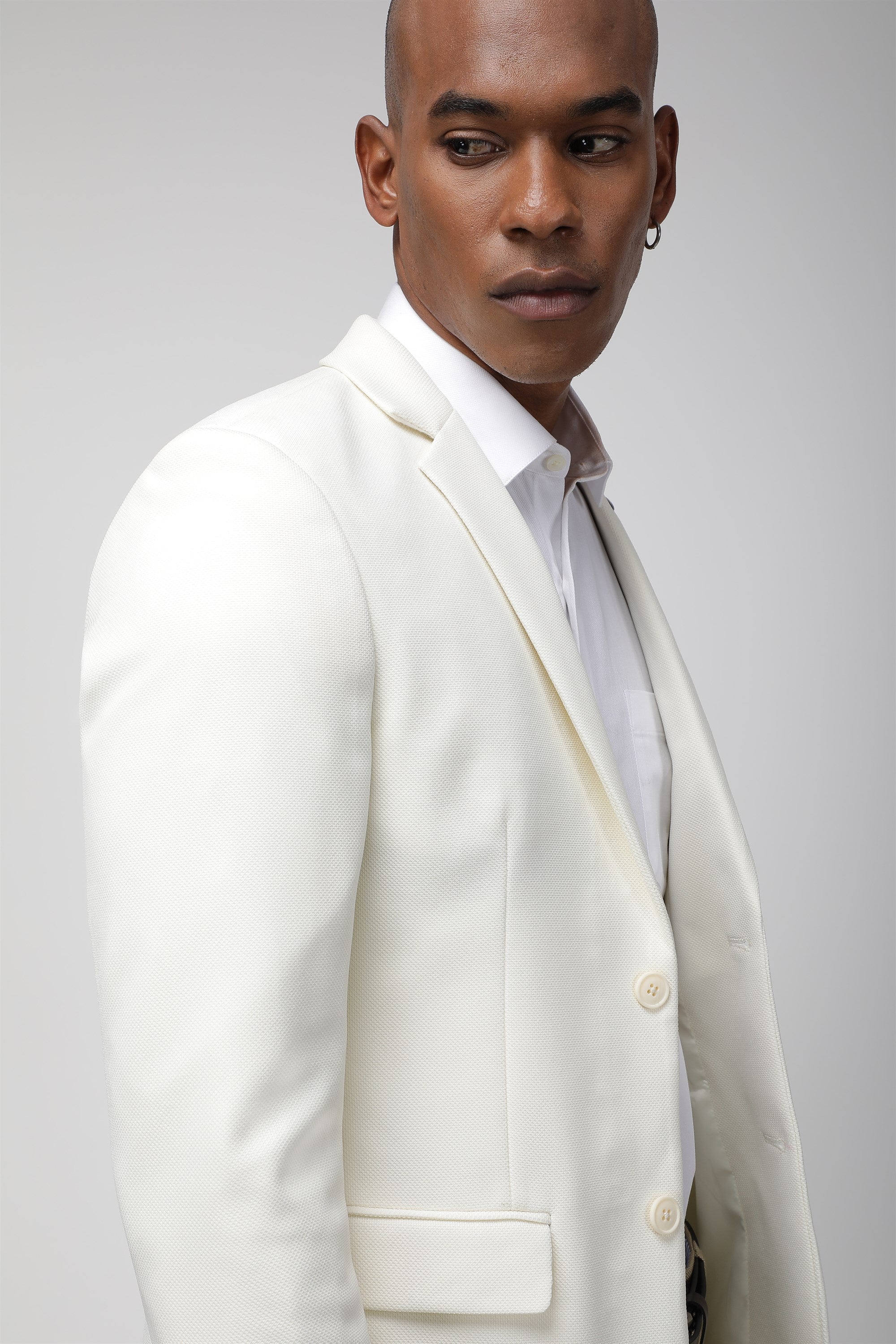 T the brand Slim Fit Knit Blazer - Ivory