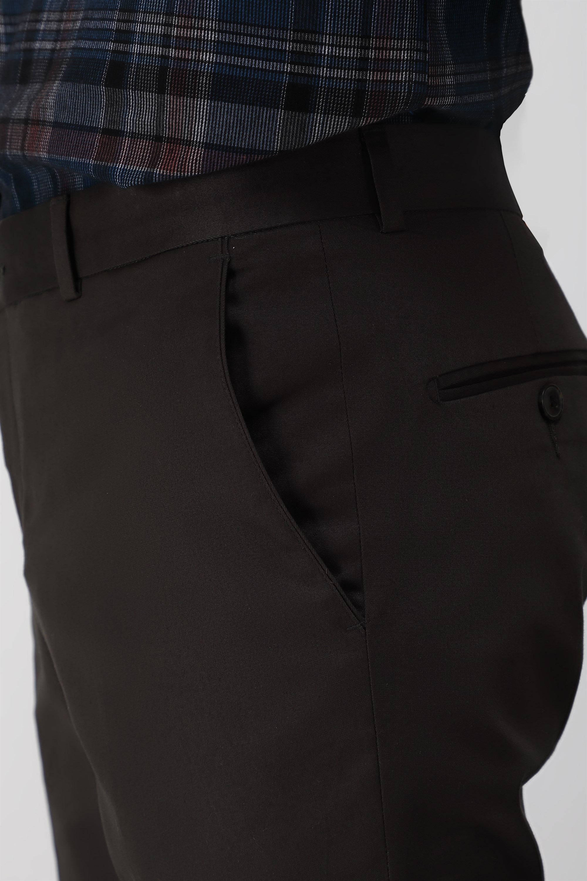 Bare Brown Stretch Slim Fit Cotton Trousers - Charcoal Grey