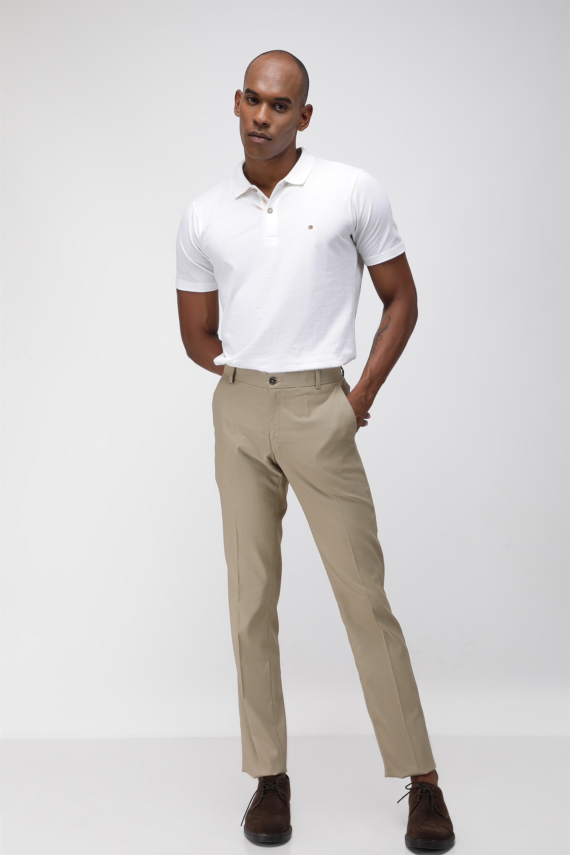 T the brand Stretch Formal Textured Trouser - Khaki