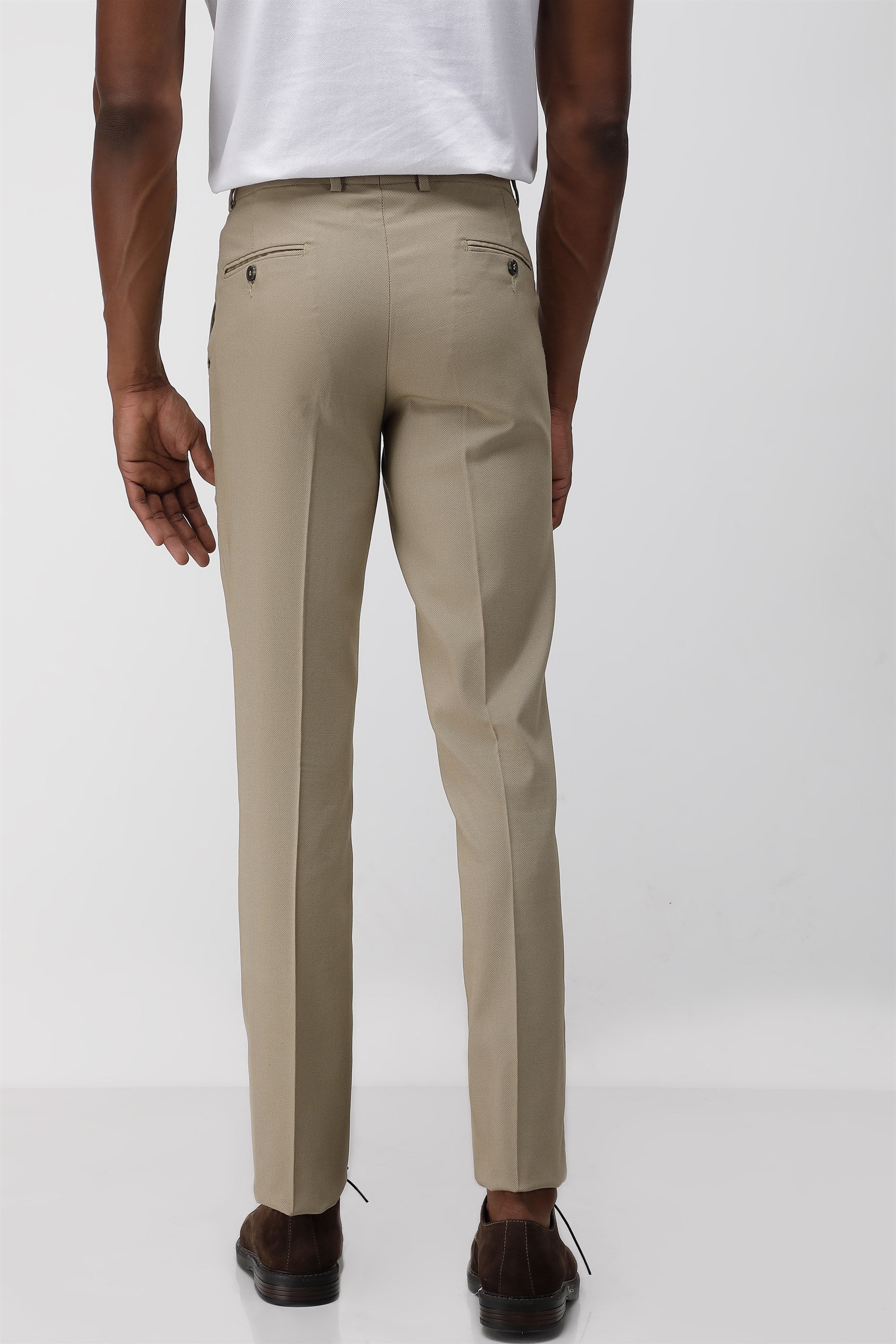 T the brand Stretch Formal Textured Trouser - Khaki
