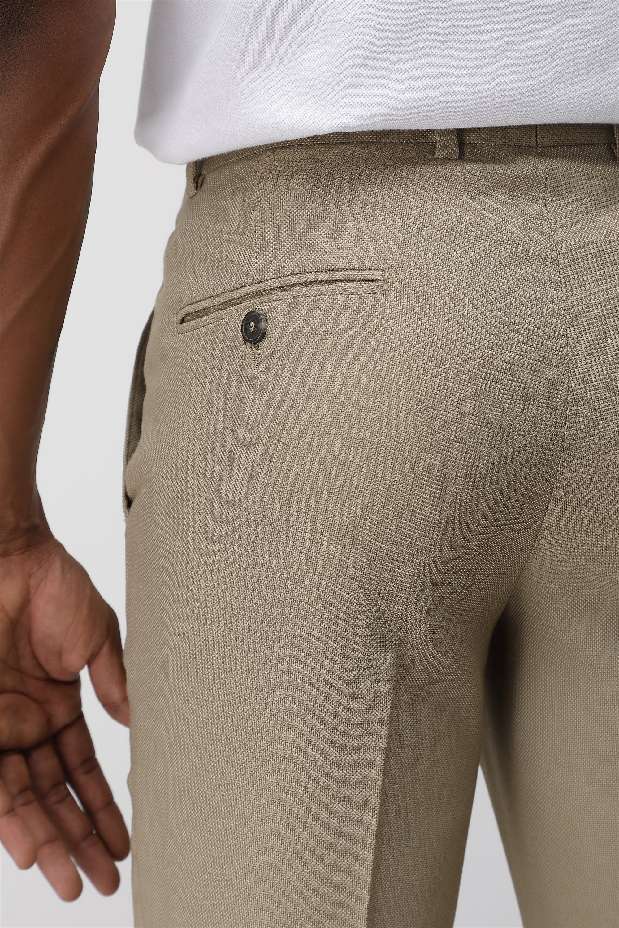 T the brand Stretch Formal Textured Trouser - Khaki
