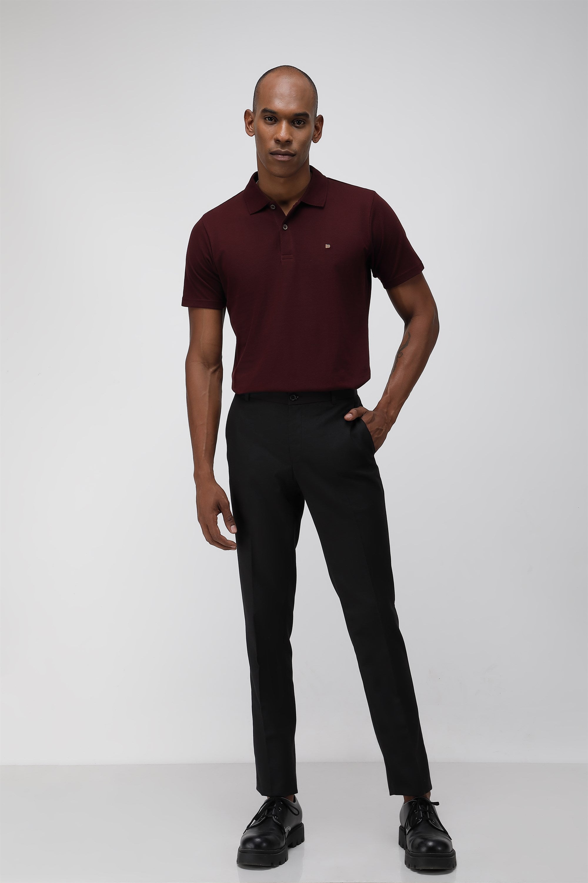 T the brand Stretch Formal Flat Front Trouser - Black