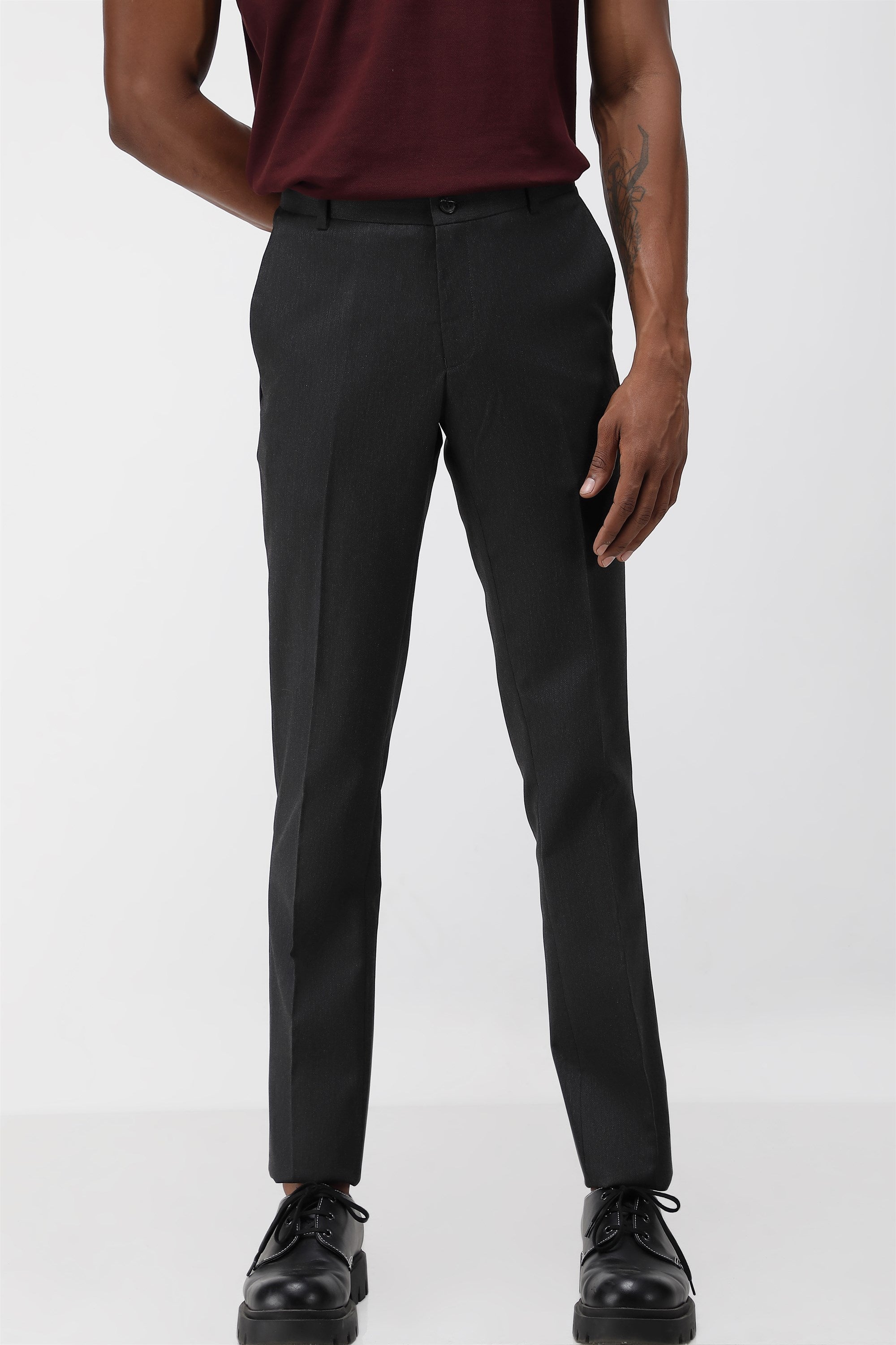 T the brand Stretch Formal Flat Front Trouser - Grey