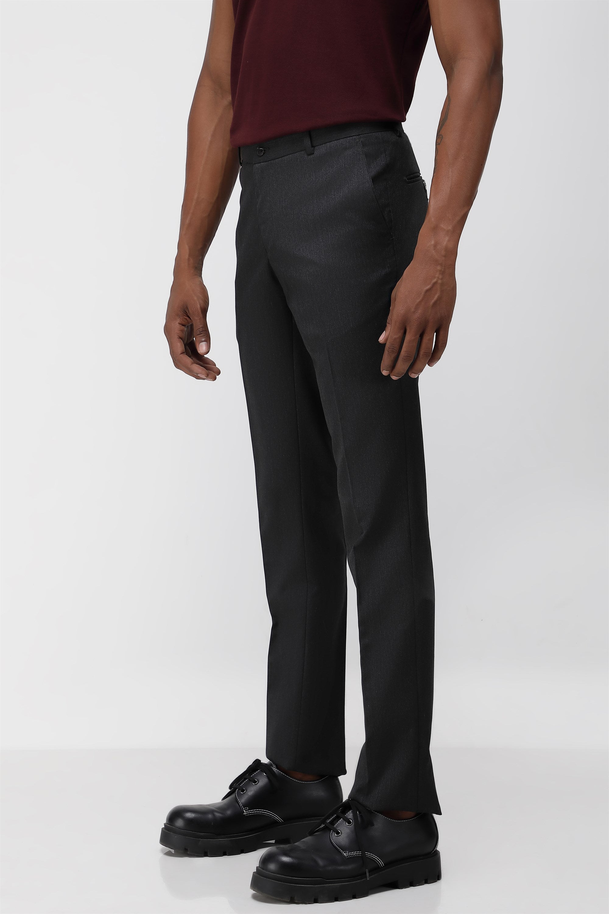 T the brand Stretch Formal Flat Front Trouser - Grey