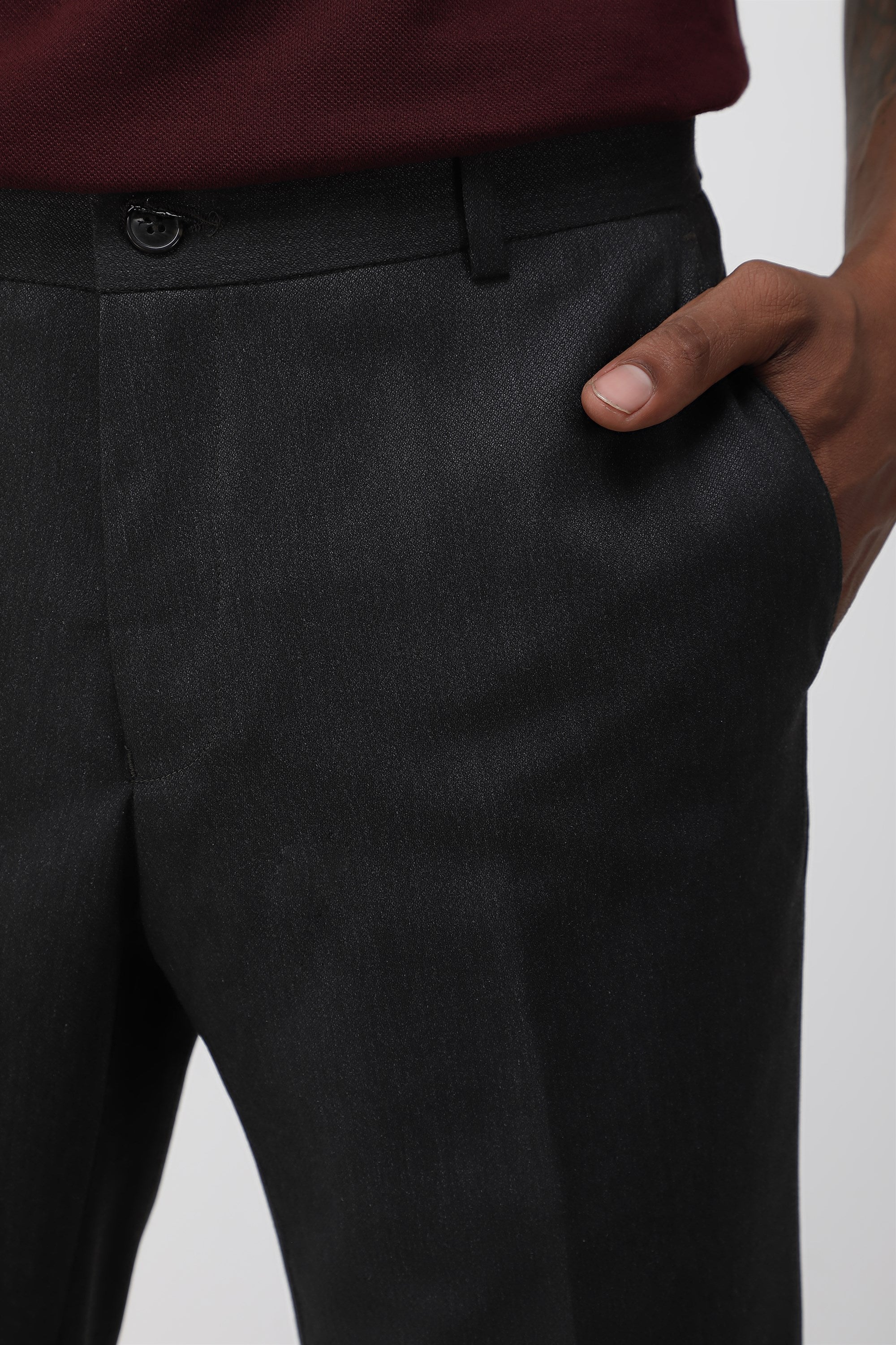 T the brand Stretch Formal Flat Front Trouser - Grey