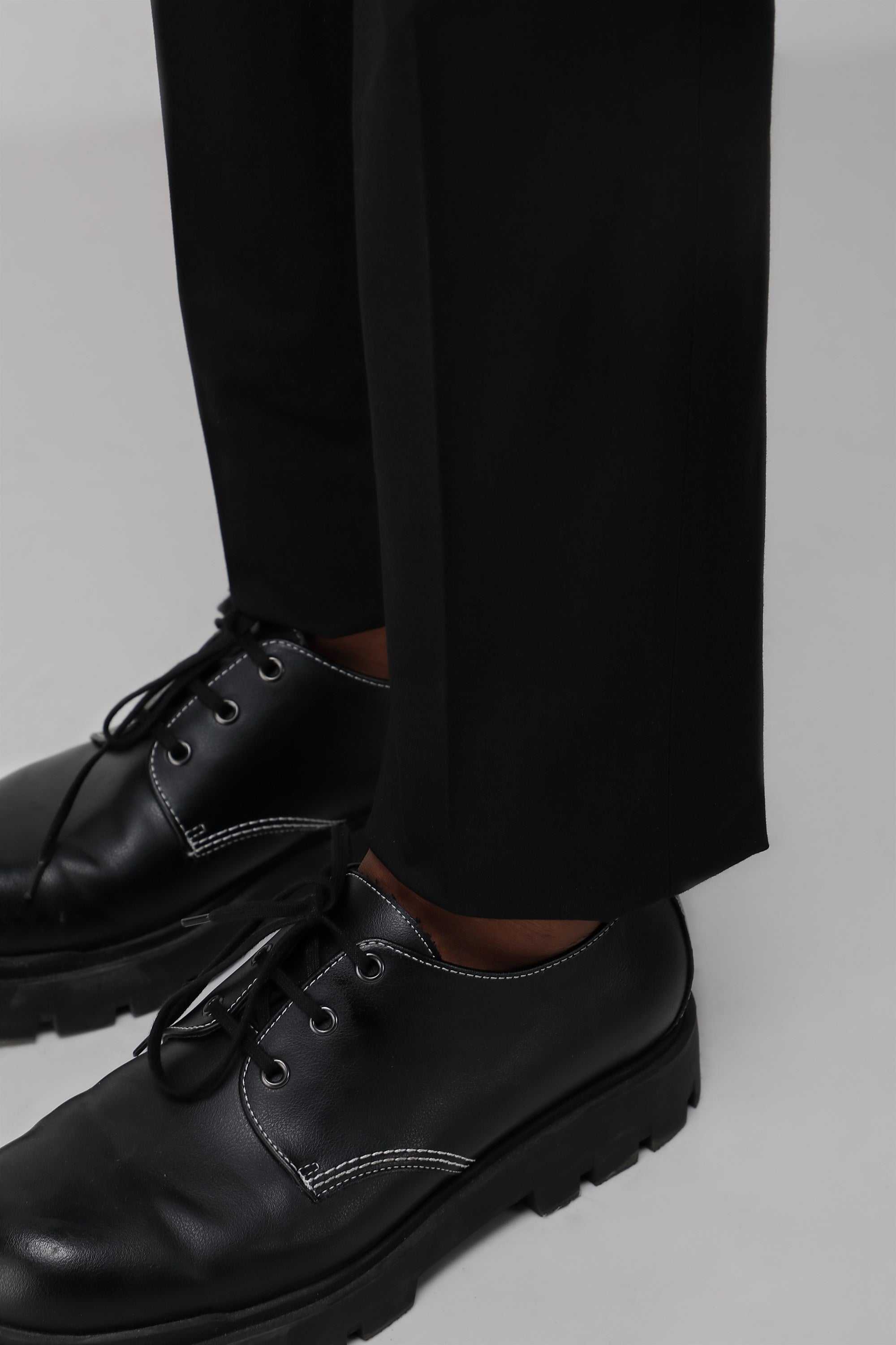 Bare Brown Stretch Slim Fit Cotton Trousers - Black