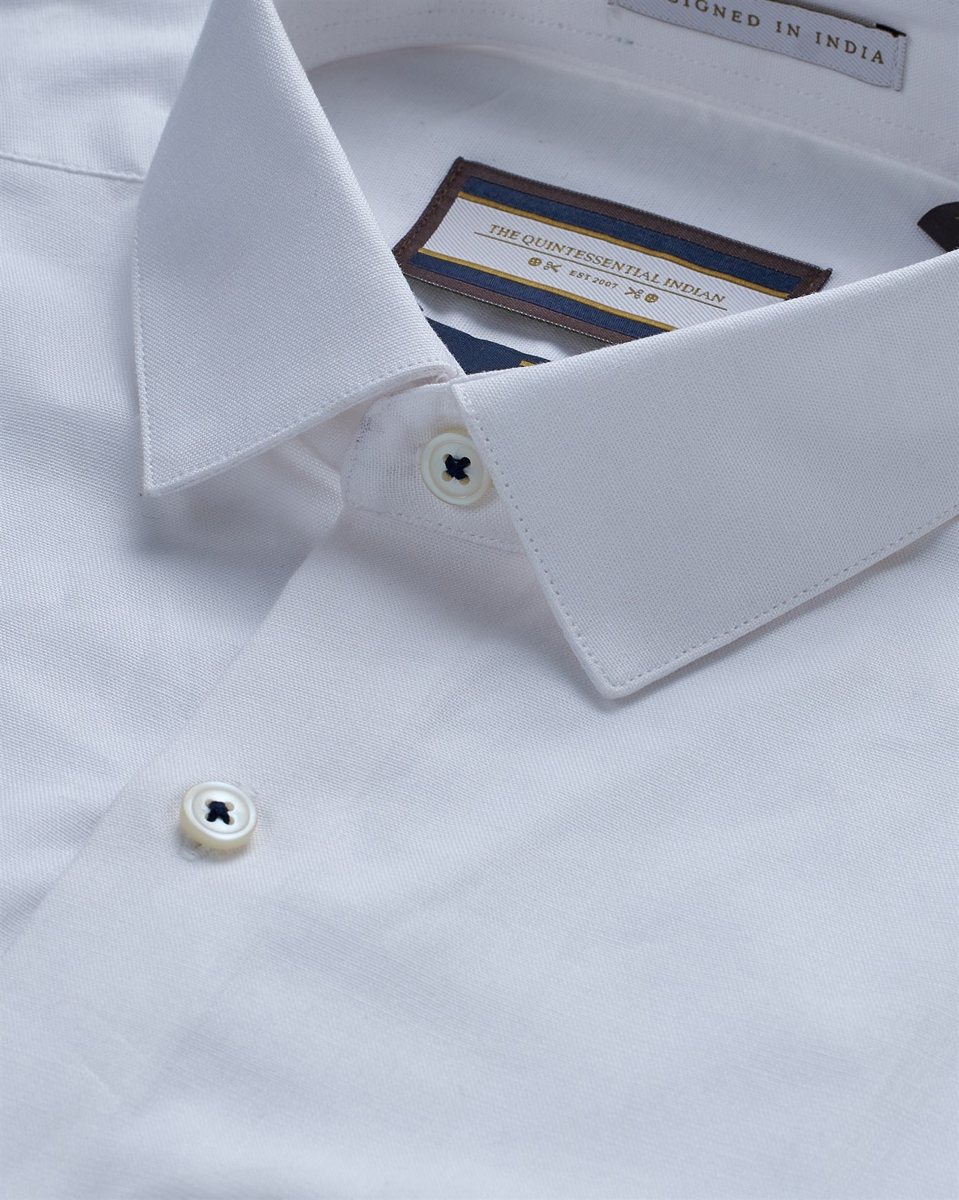 T the brand Classic Oxford Stretch Slim Fit Full Sleeved Cotton Shirt - White