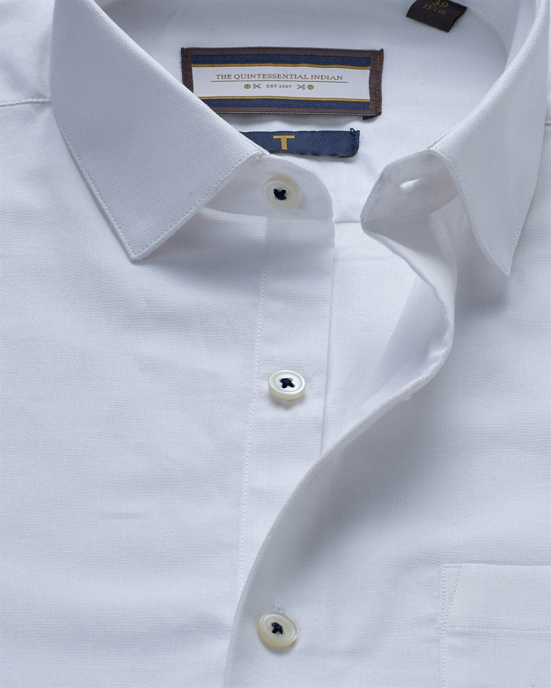 T the brand Classic Oxford Stretch Slim Fit Full Sleeved Cotton Shirt - White