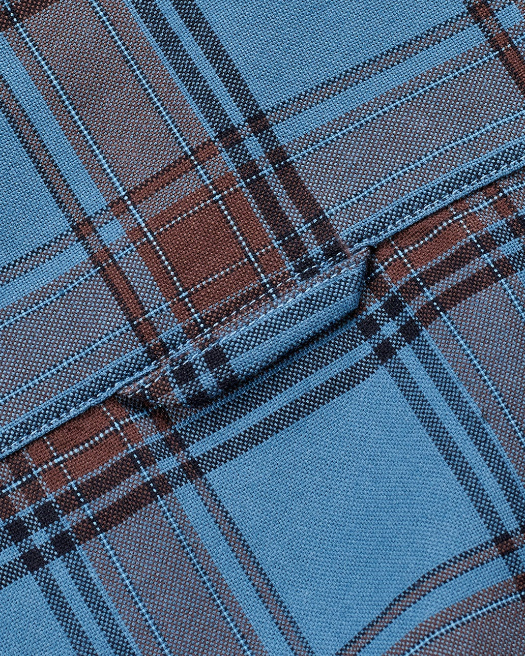 Bare Brown Checkered Cotton Spandex Shirt, Slim Fit with Full Sleeves - Blue