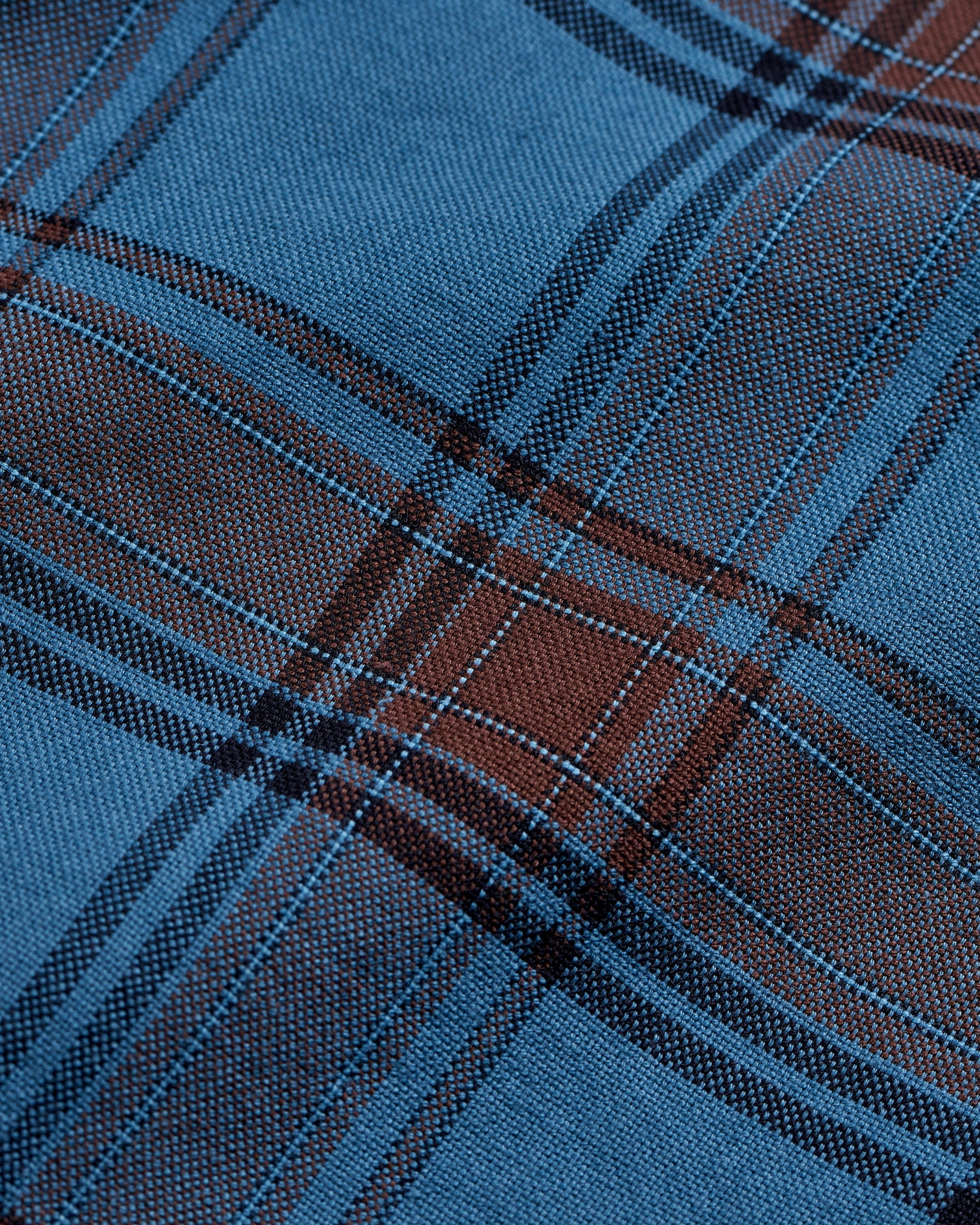 Bare Brown Checkered Cotton Spandex Shirt, Slim Fit with Full Sleeves - Blue