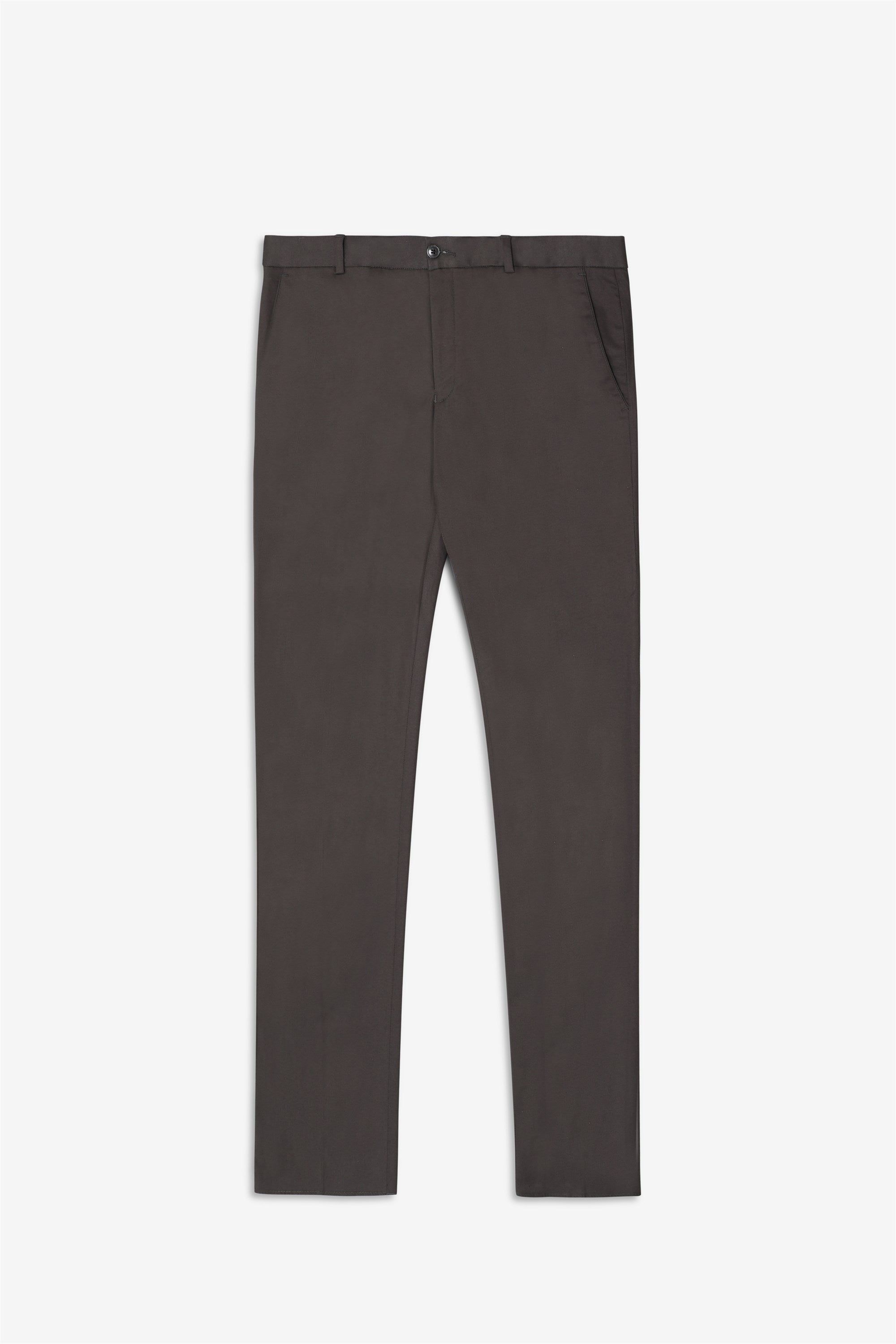 Bare Brown Stretch Slim Fit Cotton Trousers - Charcoal Grey