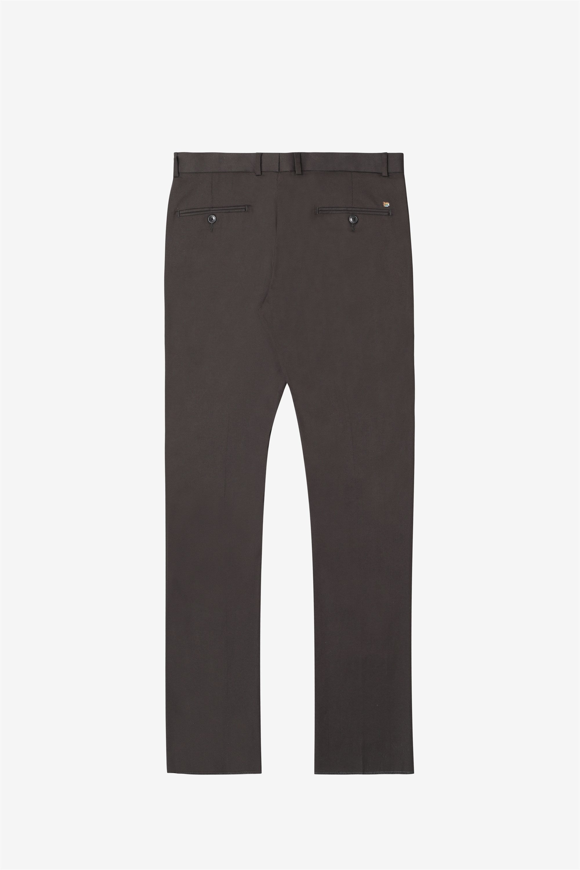 Bare Brown Stretch Slim Fit Cotton Trousers - Charcoal Grey
