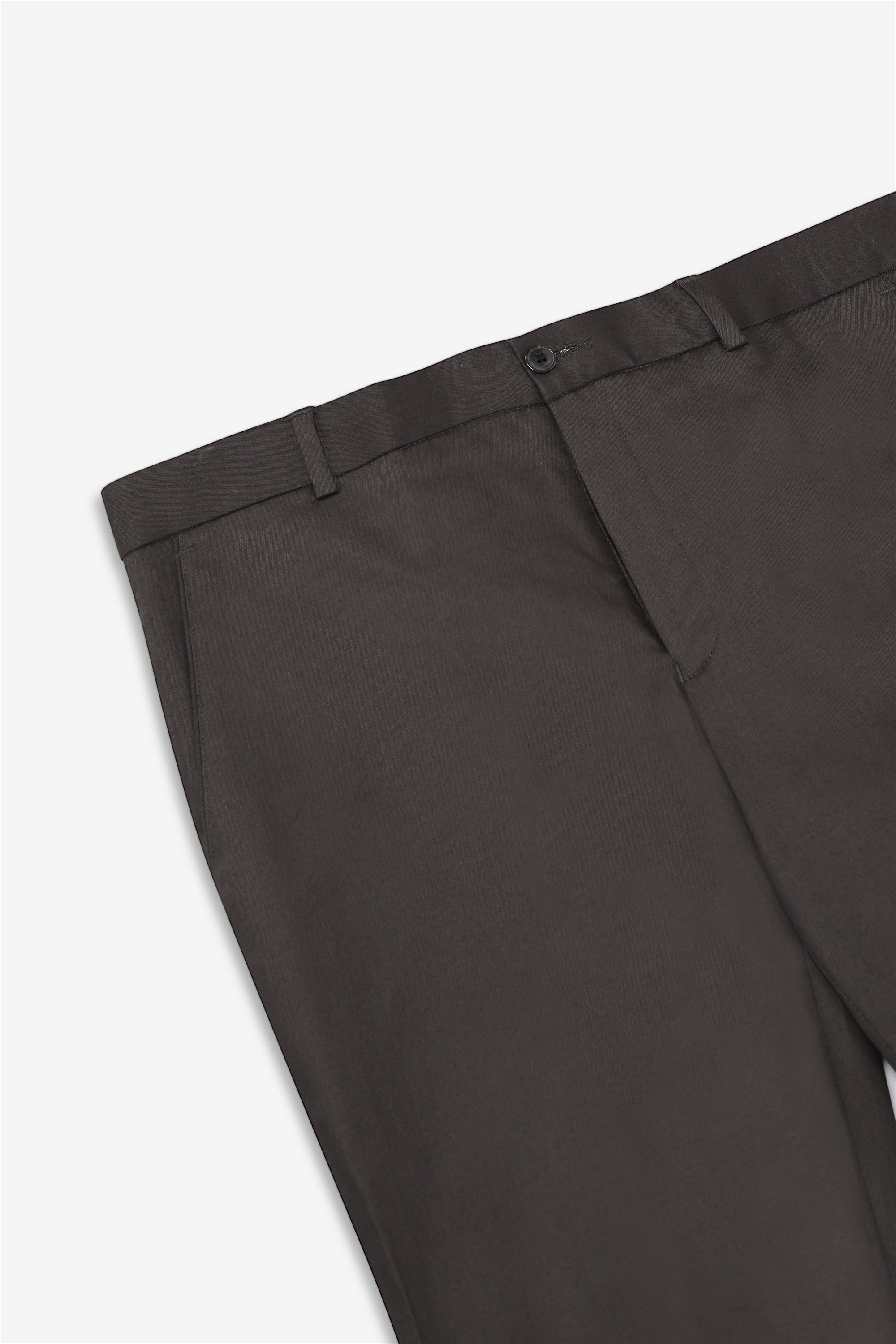 Bare Brown Stretch Slim Fit Cotton Trousers - Charcoal Grey