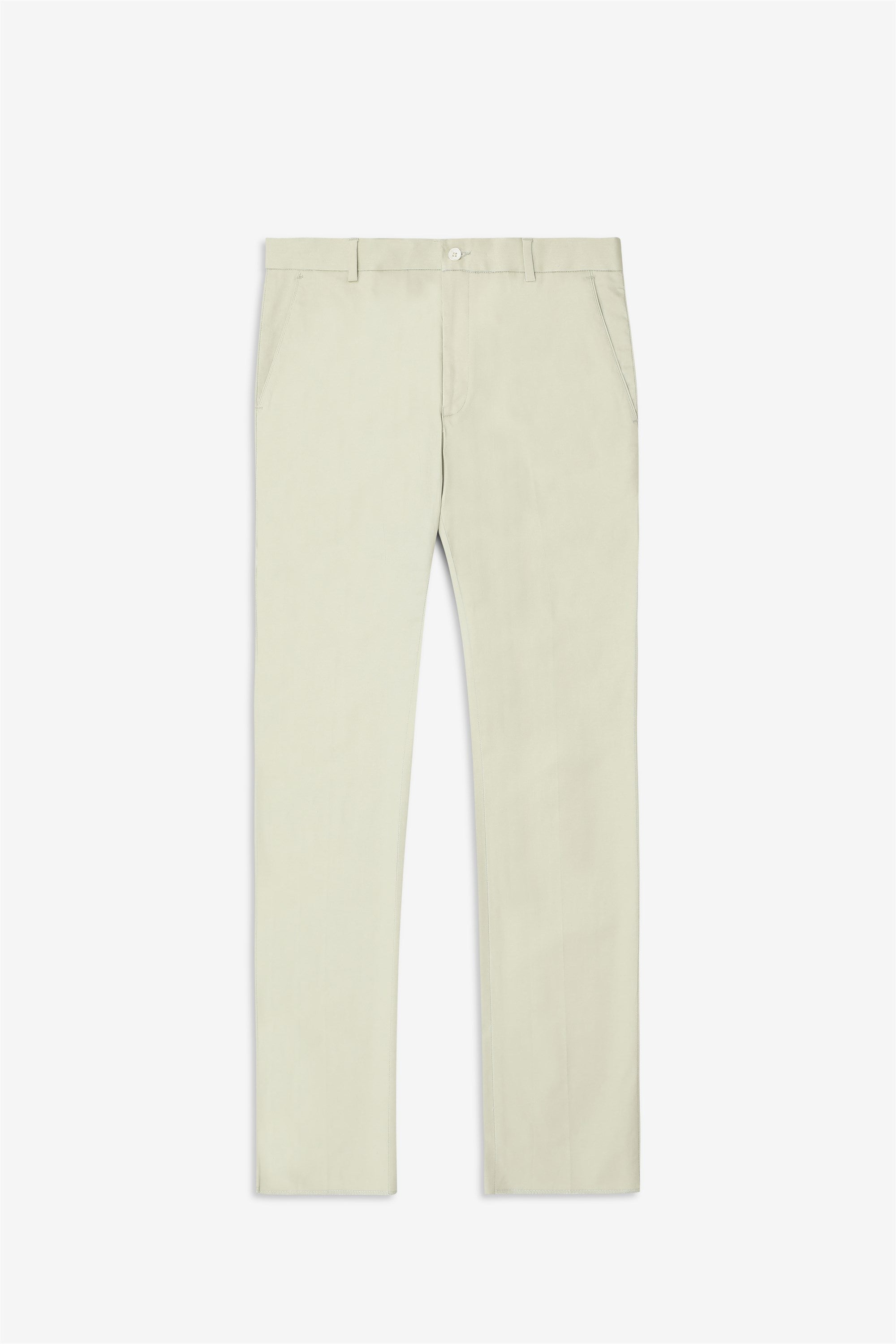 Bare Brown Stretch Slim Fit Cotton Trousers - Light Green