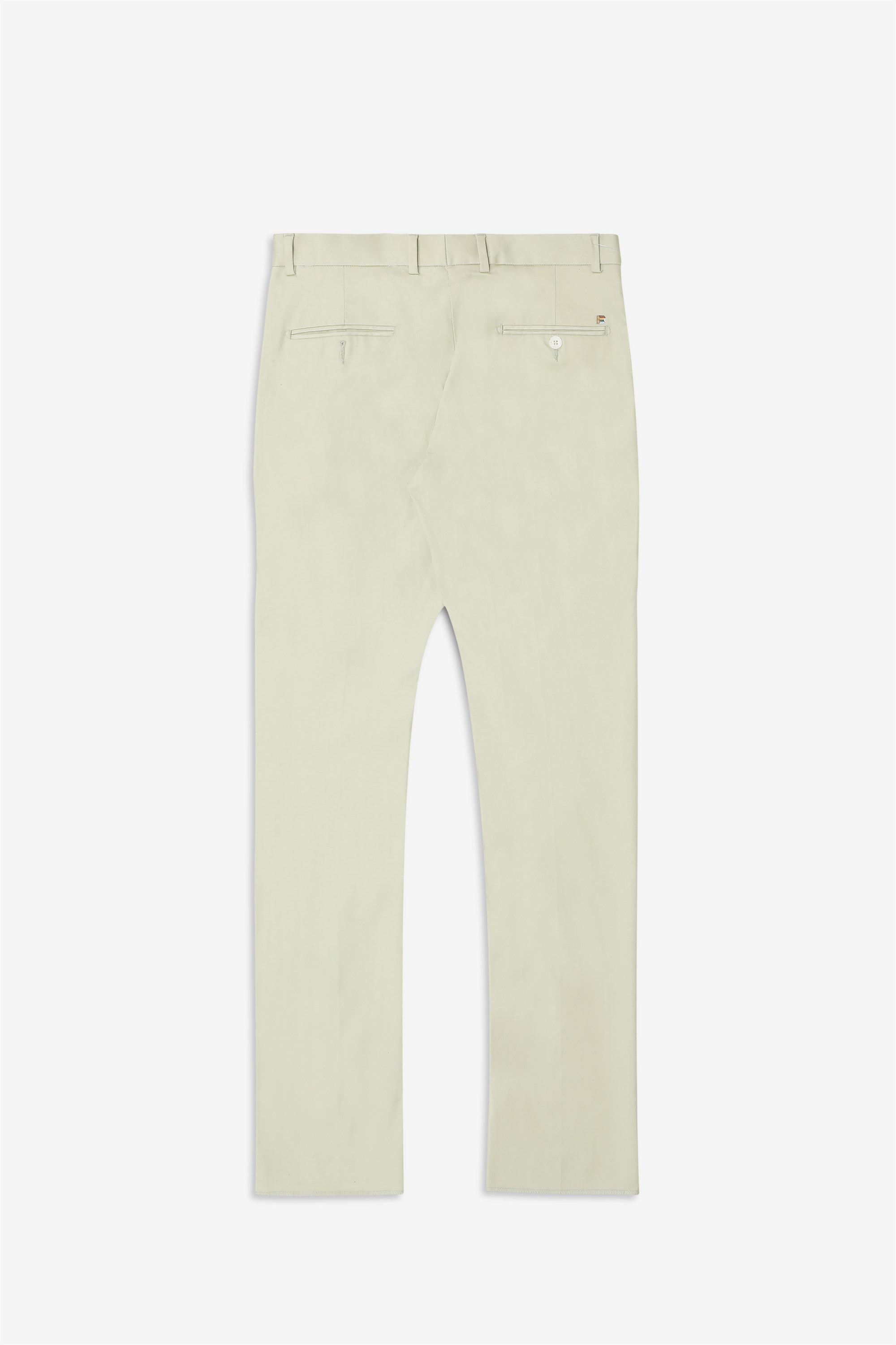 Bare Brown Stretch Slim Fit Cotton Trousers - Light Green