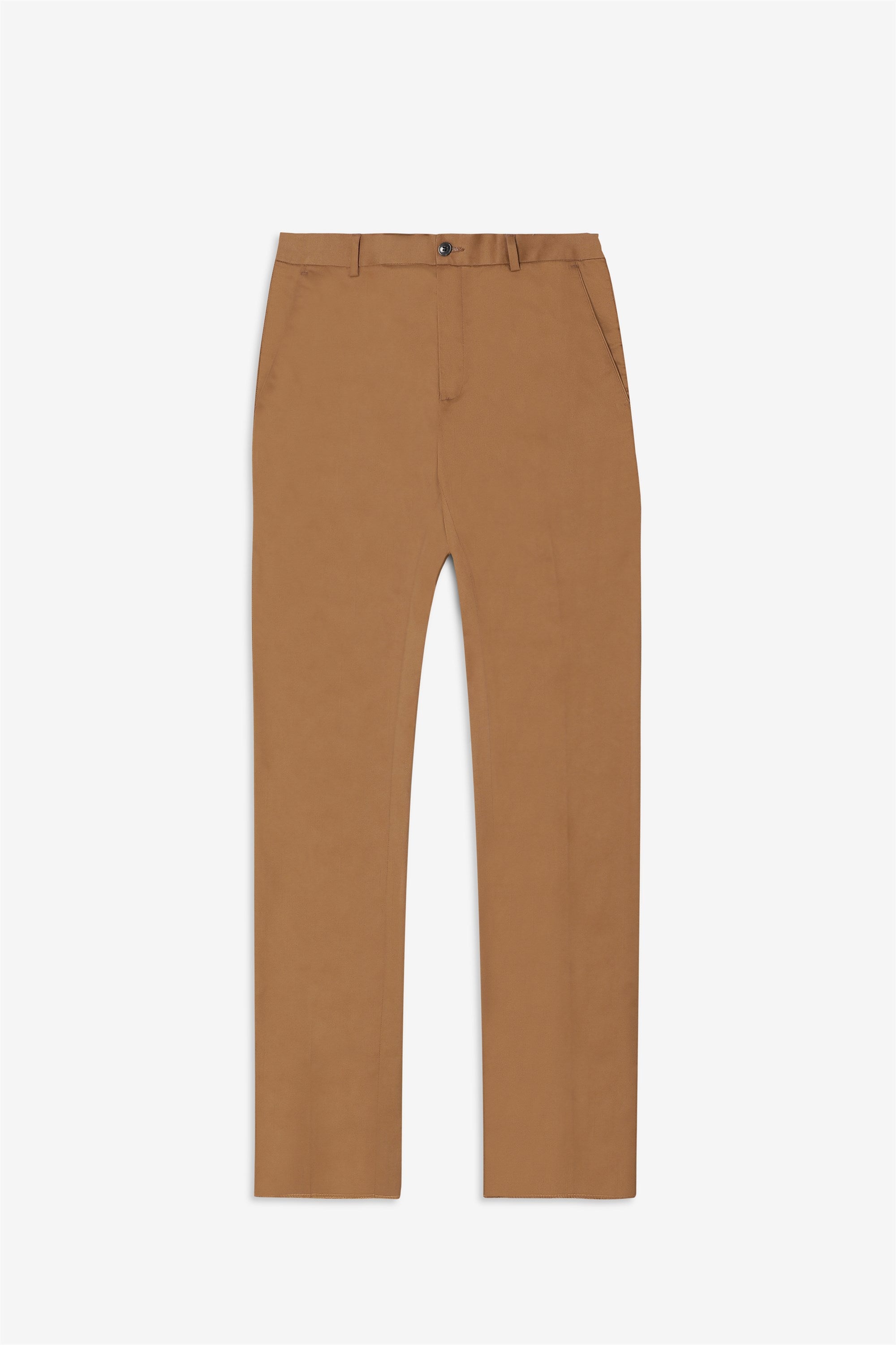 Bare Brown Stretch Slim Fit Cotton Trousers - Khaki