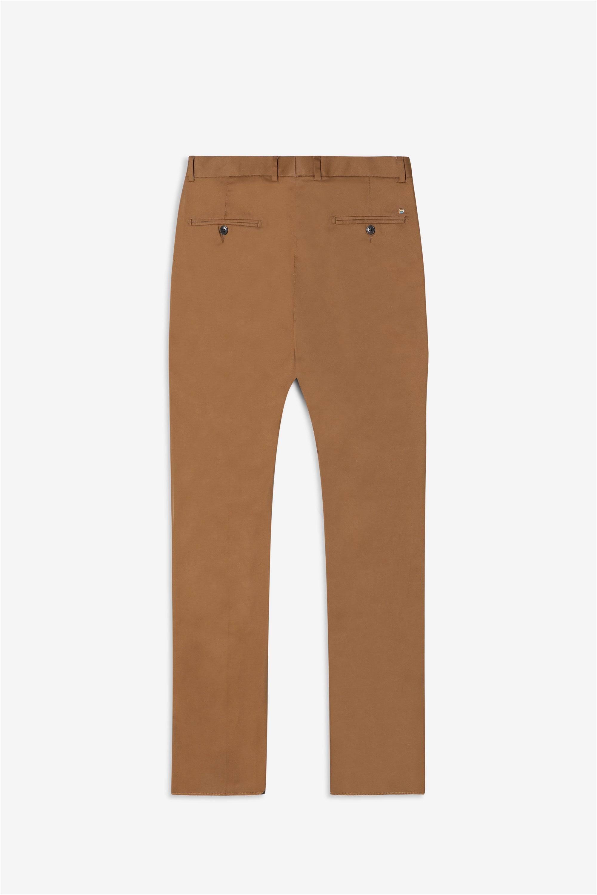 Bare Brown Stretch Slim Fit Cotton Trousers - Khaki