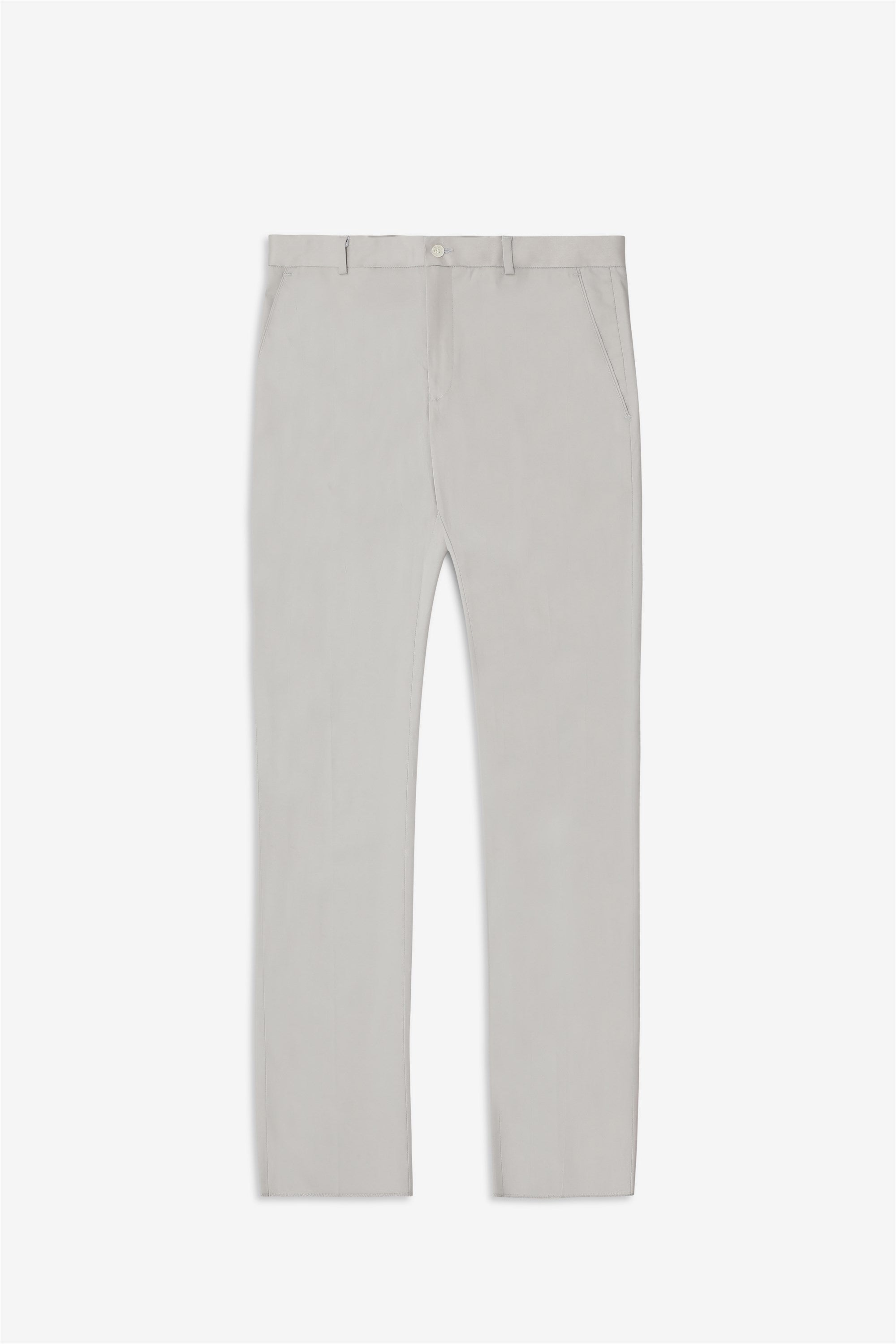 Bare Brown Stretch Slim Fit Cotton Trousers - Light Grey