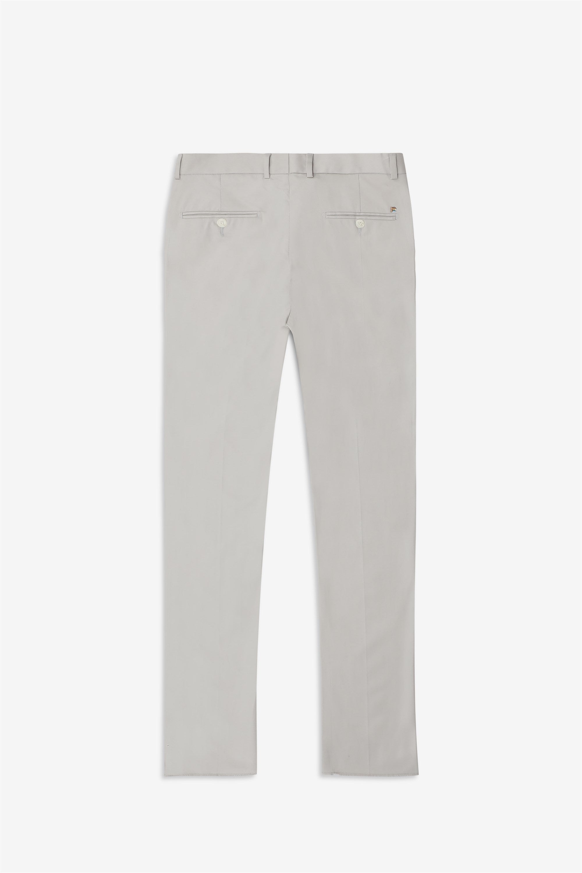 Bare Brown Stretch Slim Fit Cotton Trousers - Light Grey