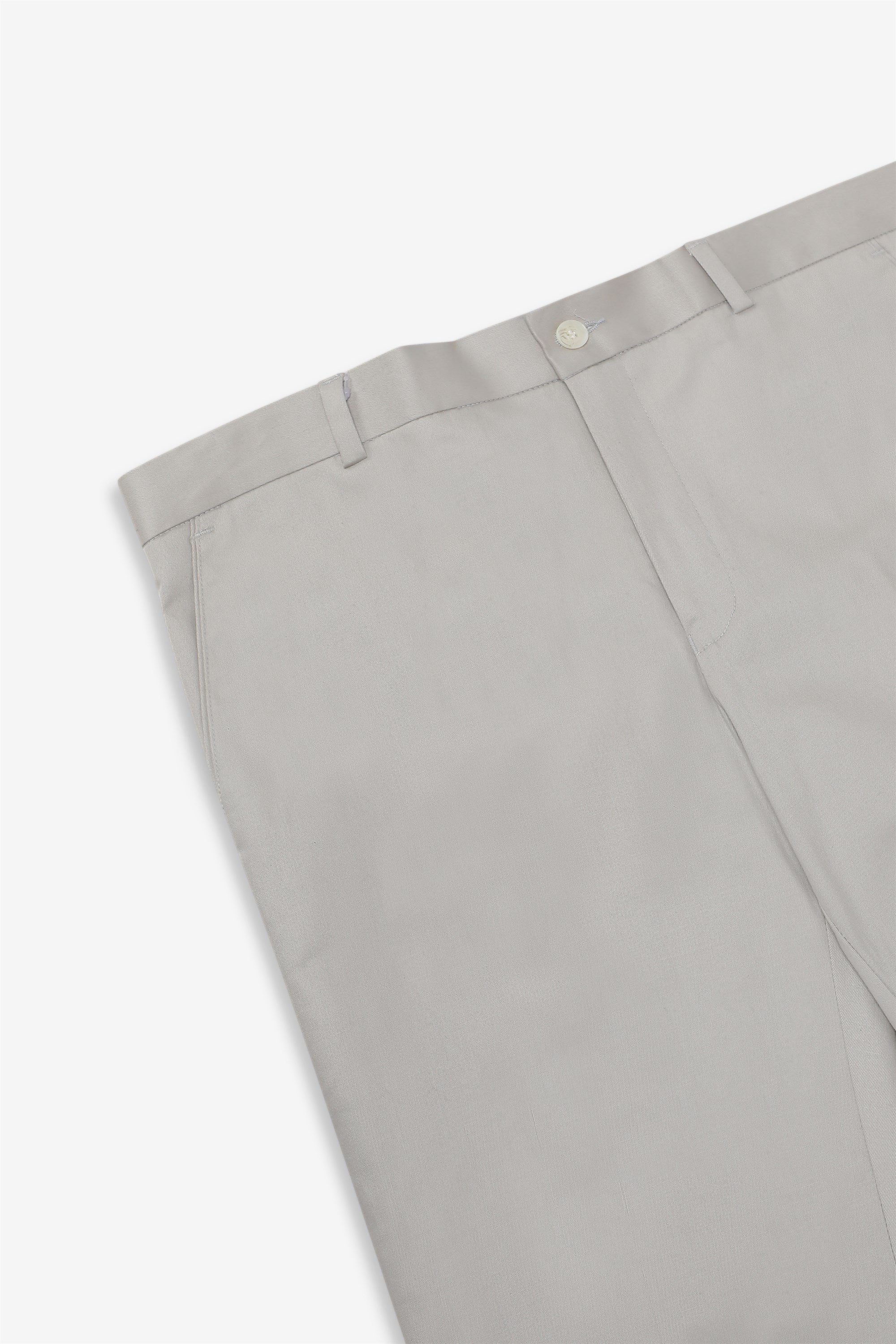 Bare Brown Stretch Slim Fit Cotton Trousers - Light Grey