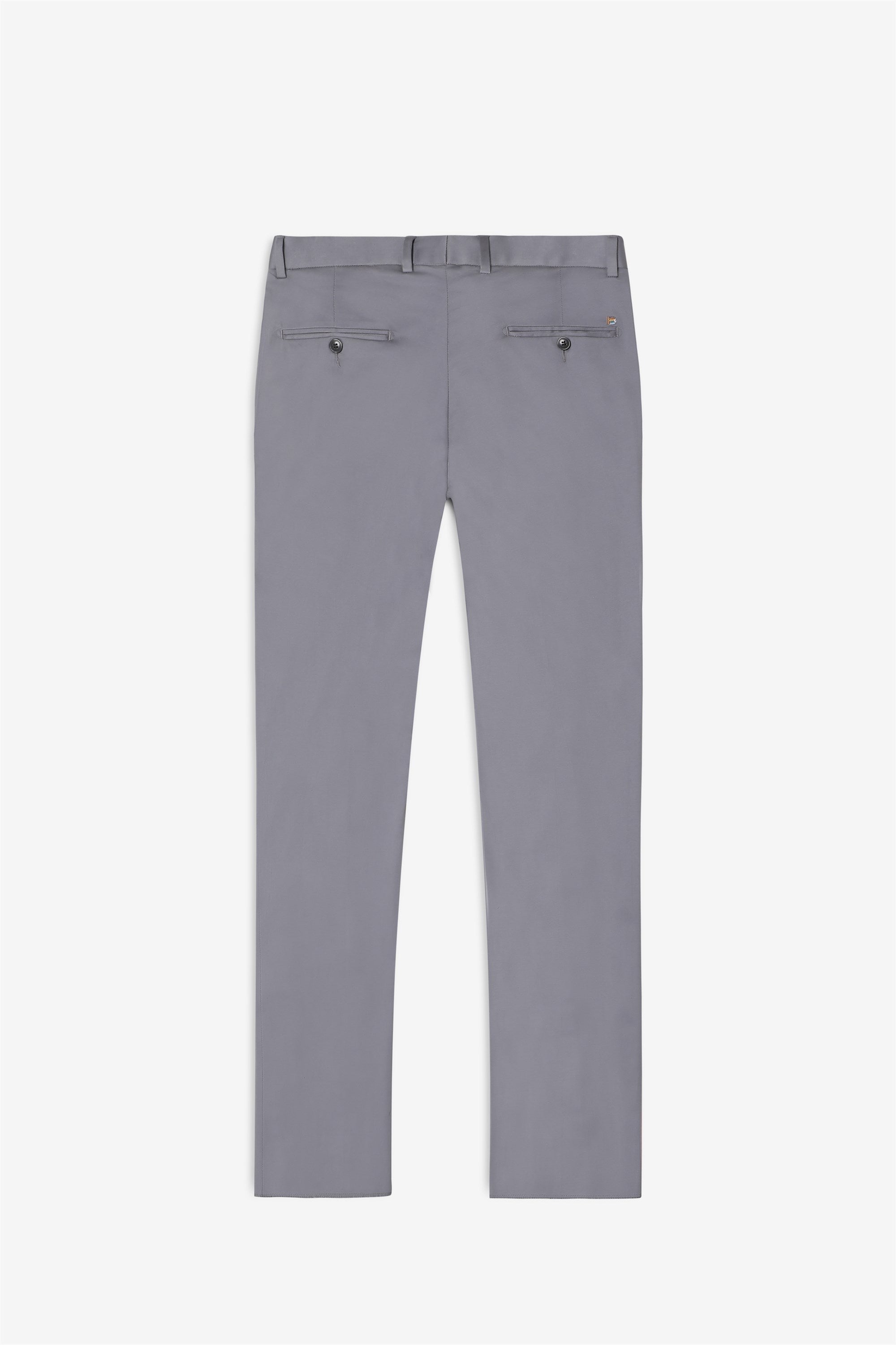 Bare Brown Stretch Slim Fit Cotton Trousers - Slate Grey
