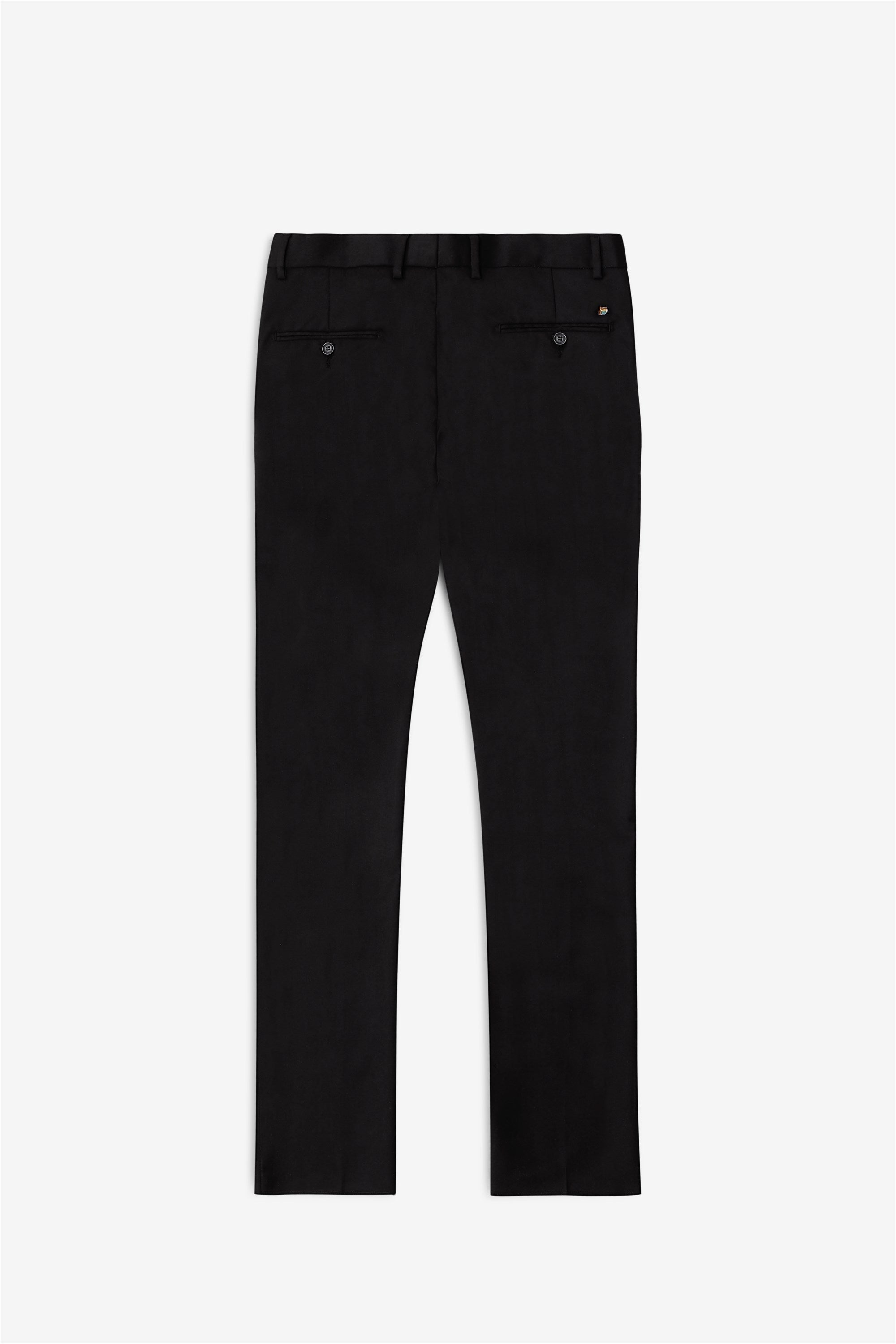 Bare Brown Stretch Slim Fit Cotton Trousers - Black