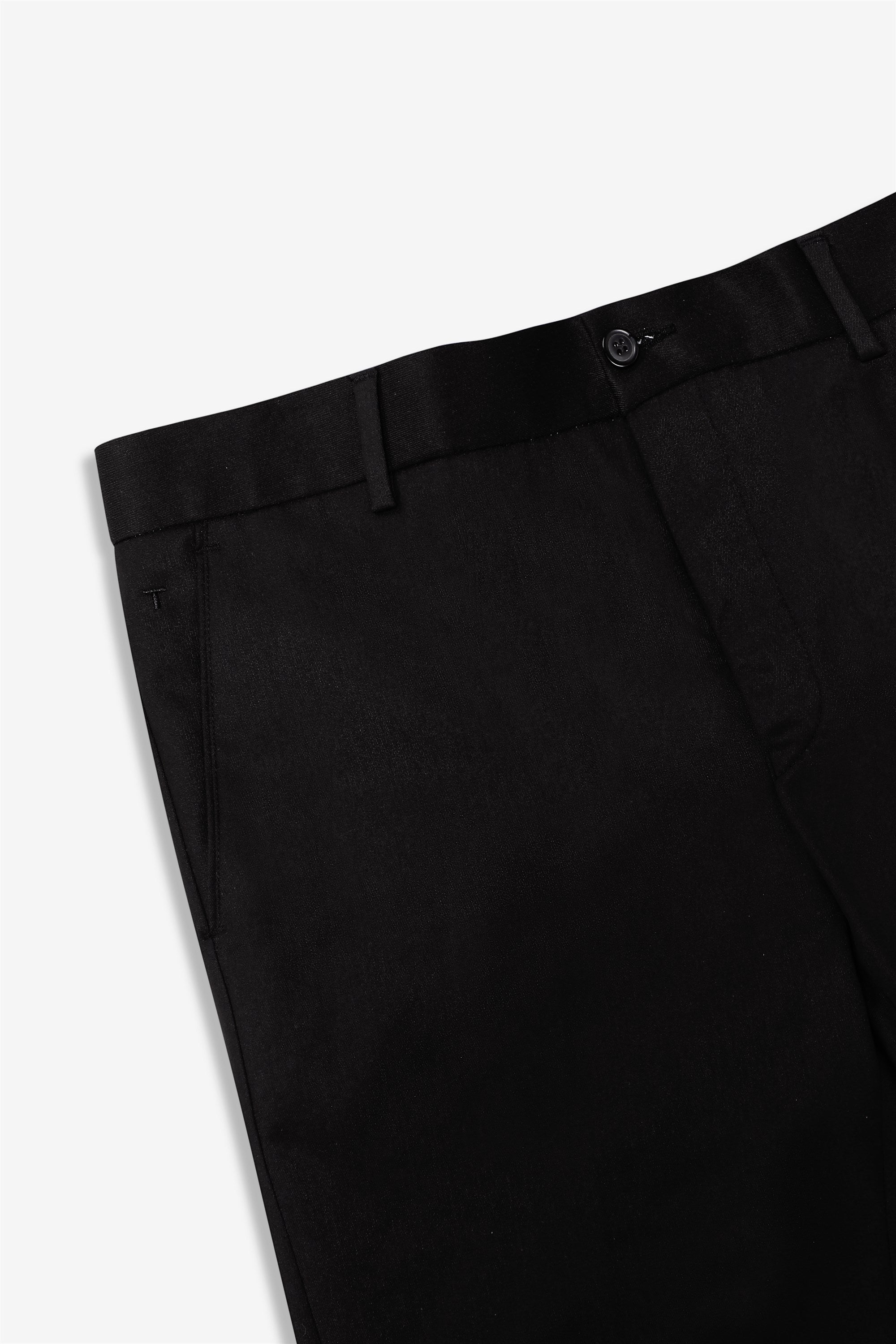 Bare Brown Stretch Slim Fit Cotton Trousers - Black