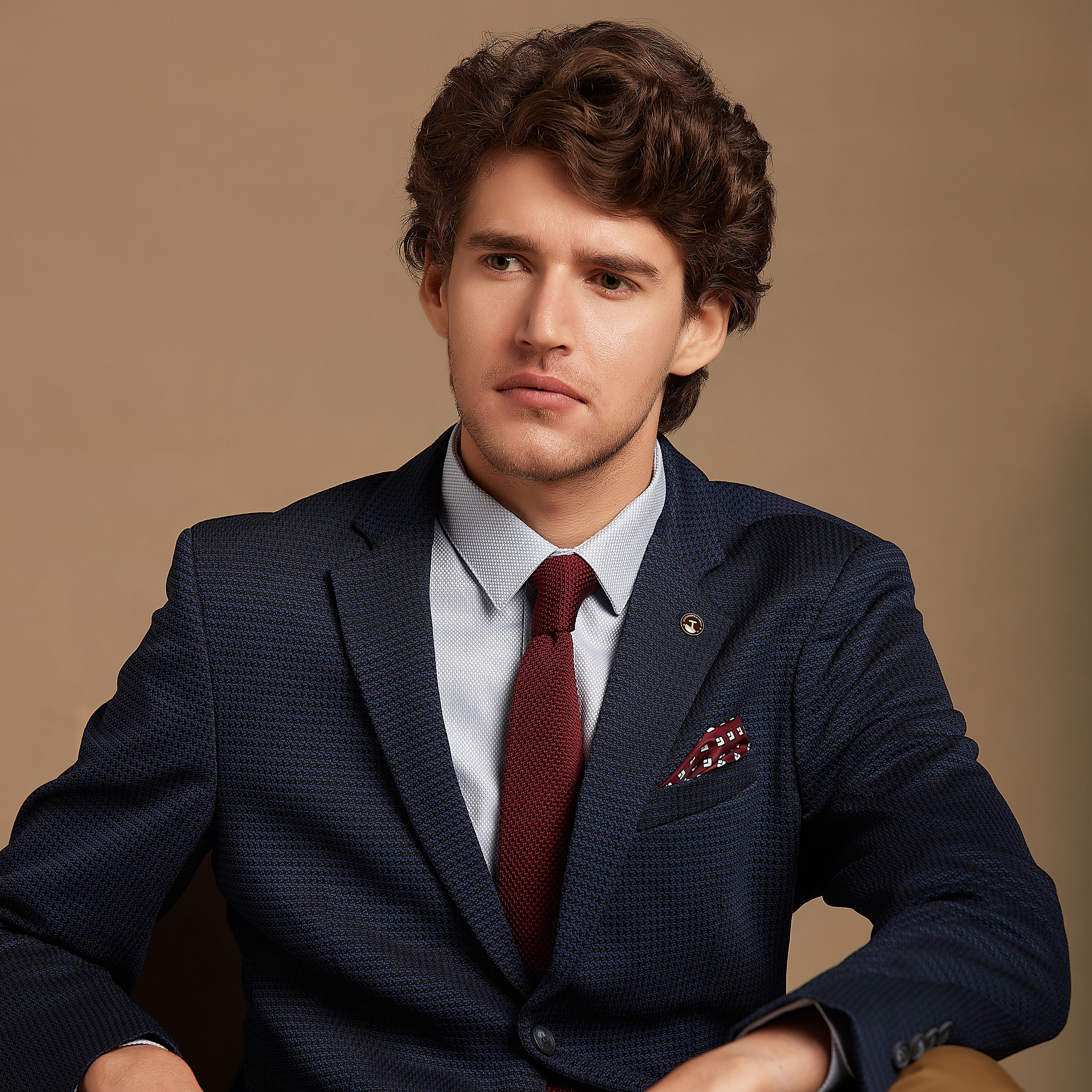 Navy Structure Stretch Knit Blazer