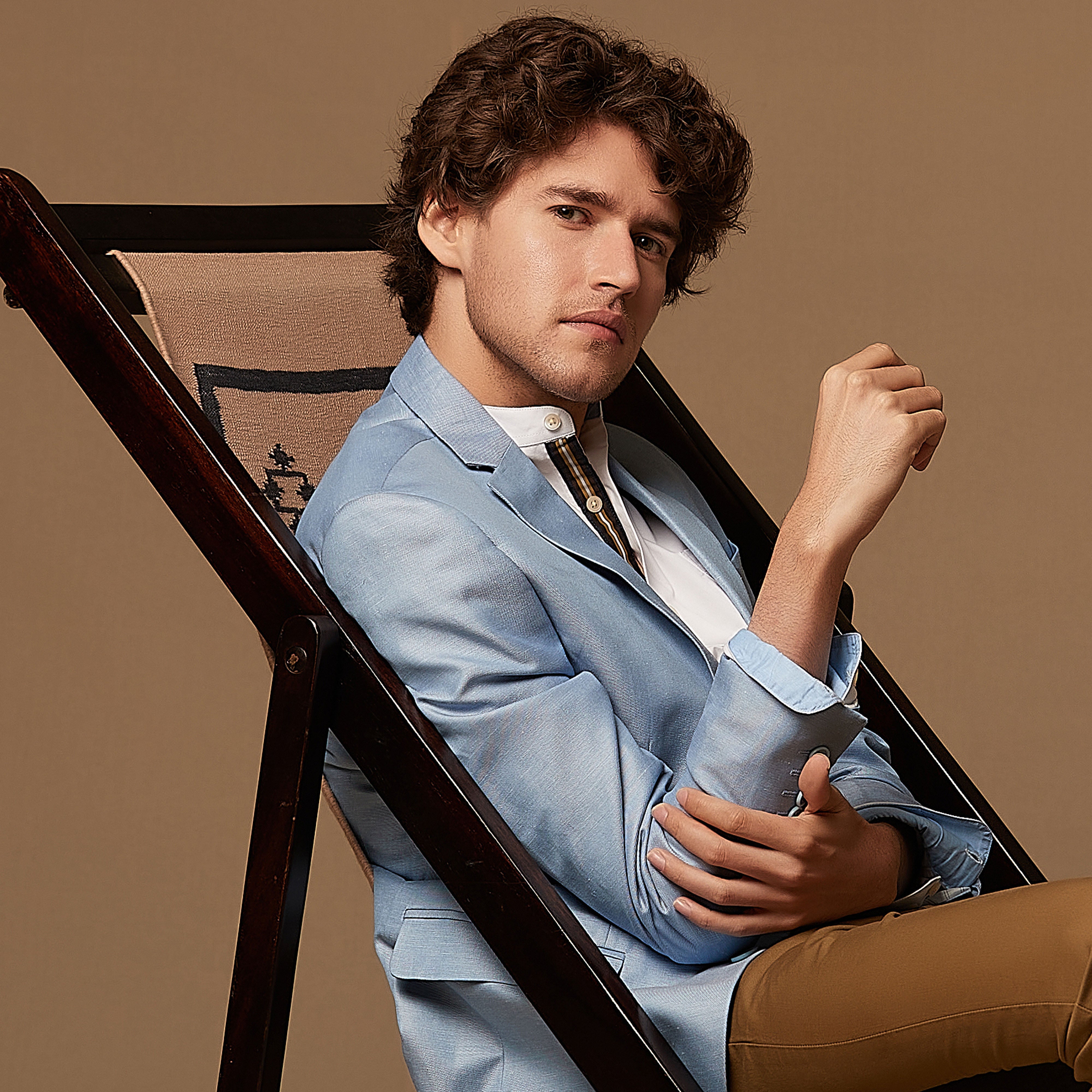 Sky Blue Linen Blend tailored Blazer