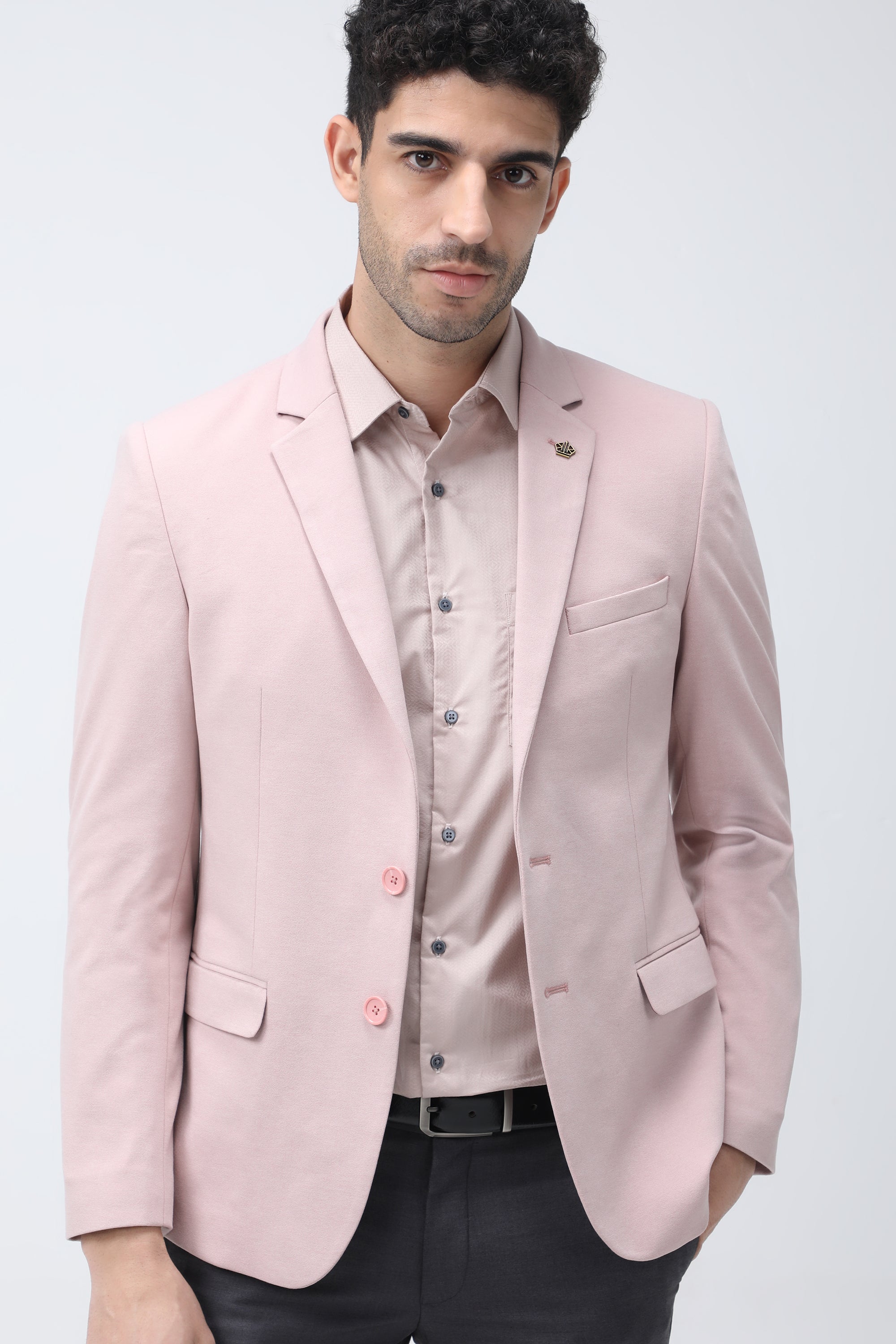 King Richard Slim Fit Knit Blazer - Pink