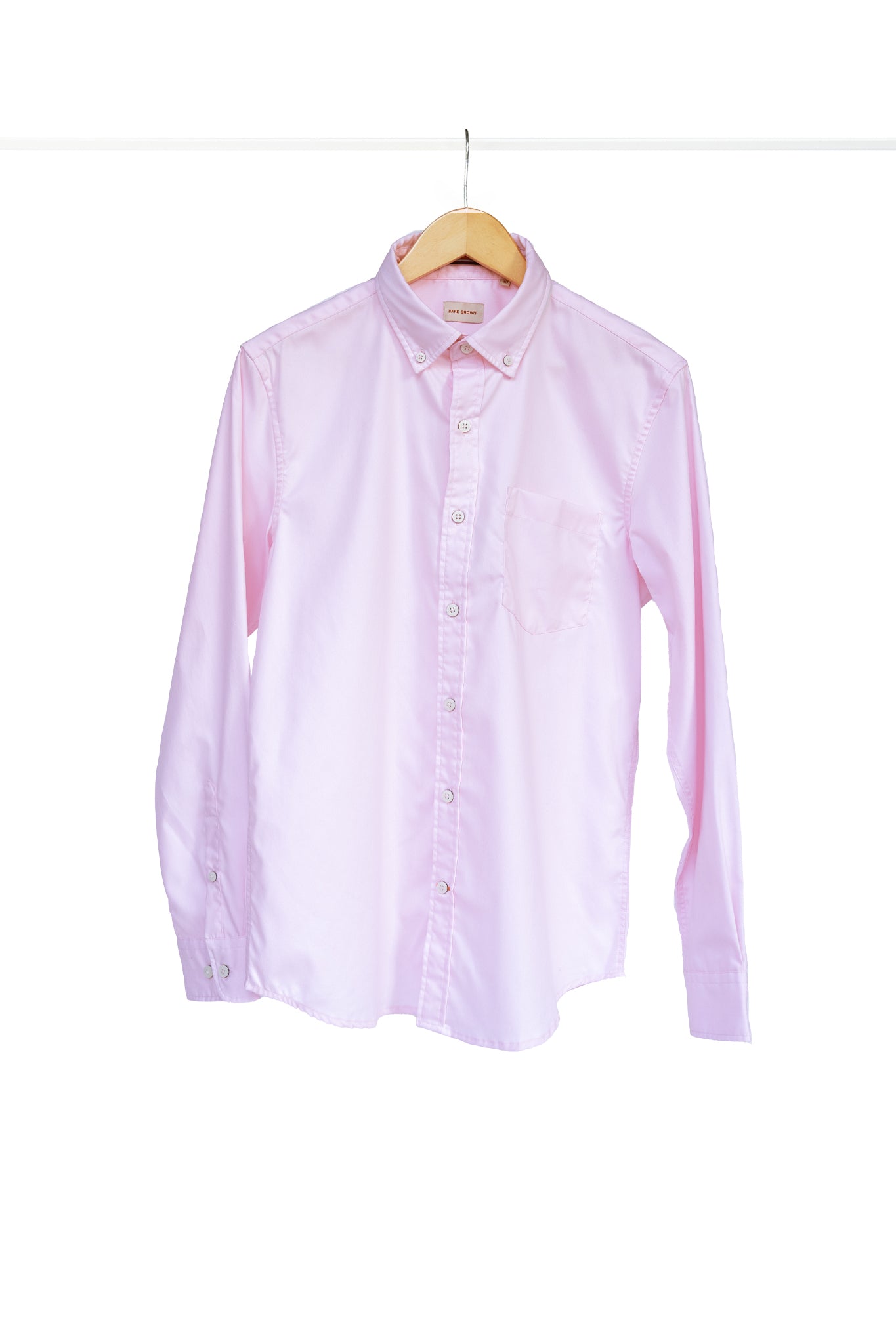 Bare Brown Slim Fit Cotton Button down Shirt with Full Sleeves - Pink