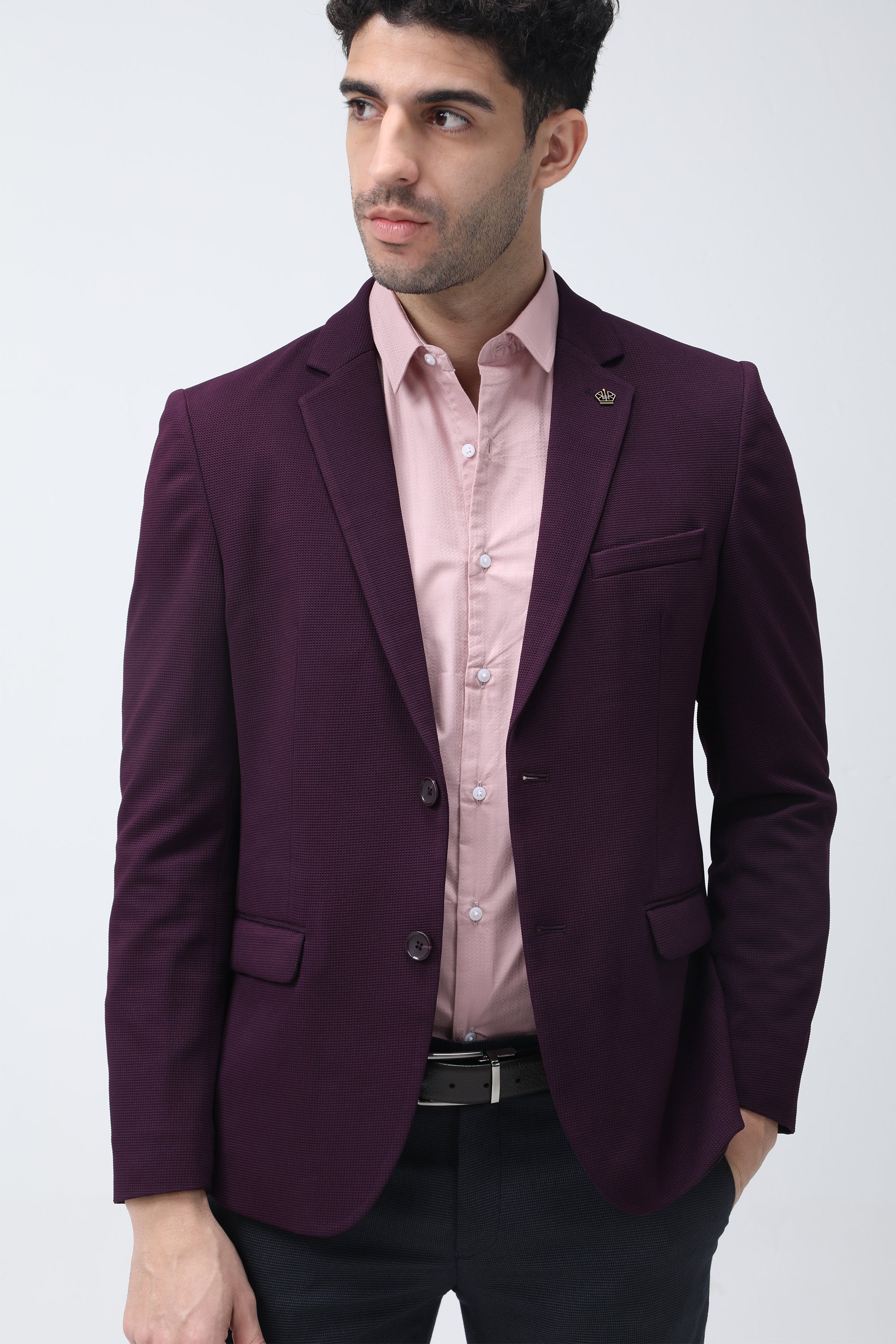 King Richard Slim Fit Knit Blazer - Wine