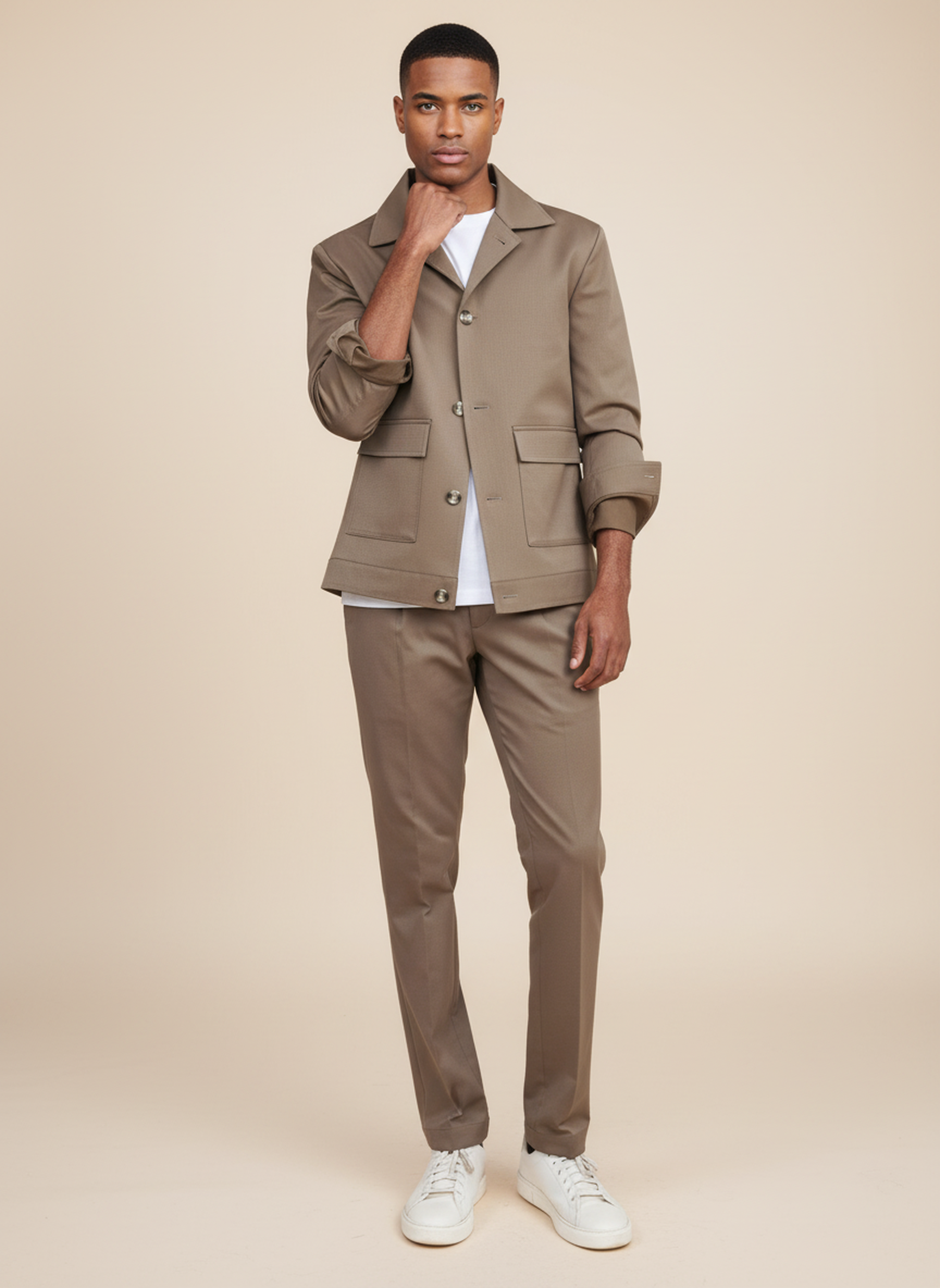 Bare Brown Shacket With Flap Pocket - Olive