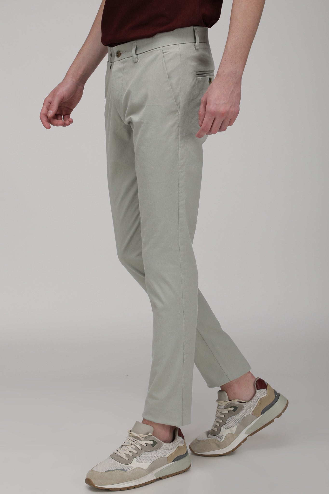 Bare Brown Stretch Slim Fit Cotton Chinos - Green