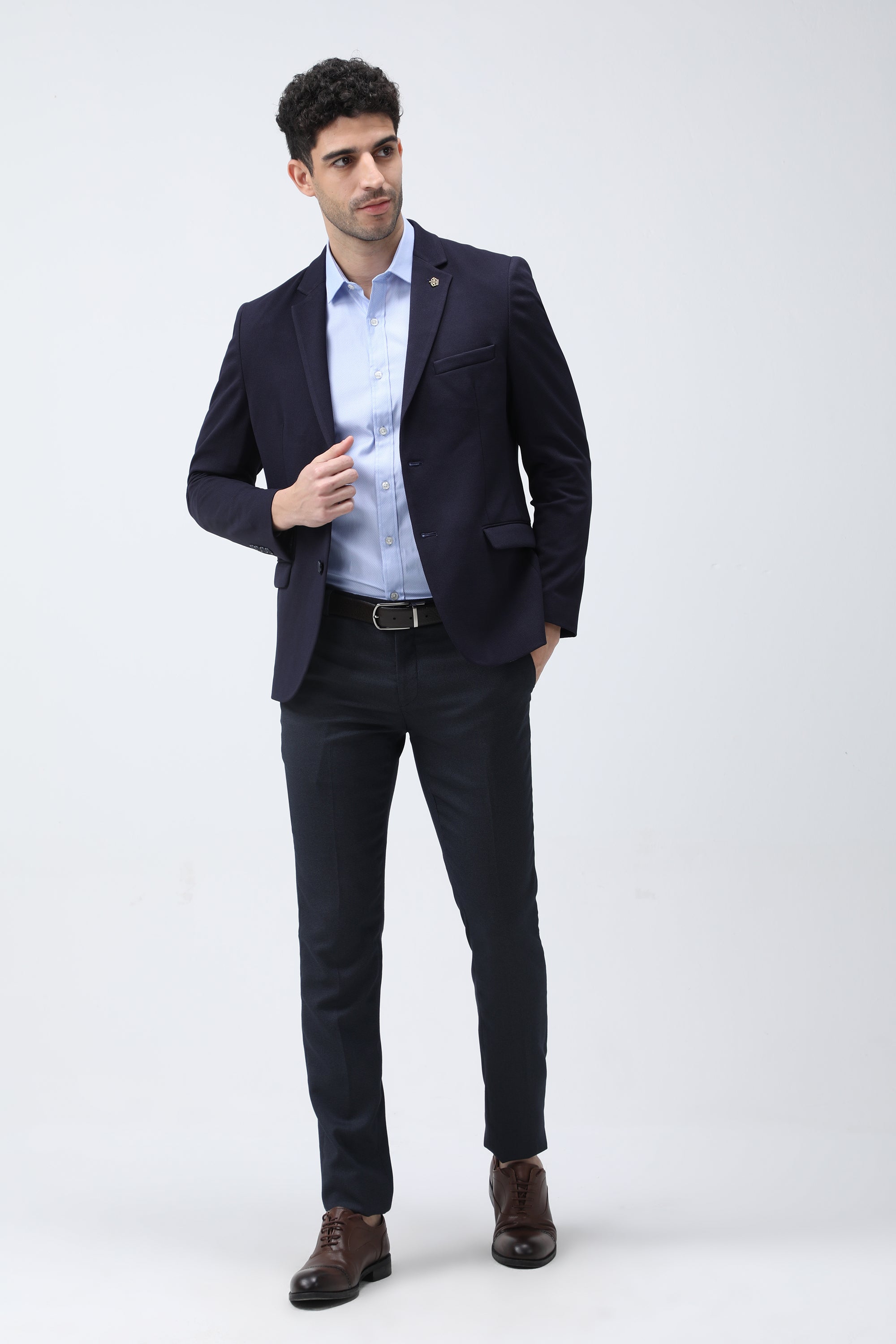 King Richard Slim Fit Knit Blazer - Navy