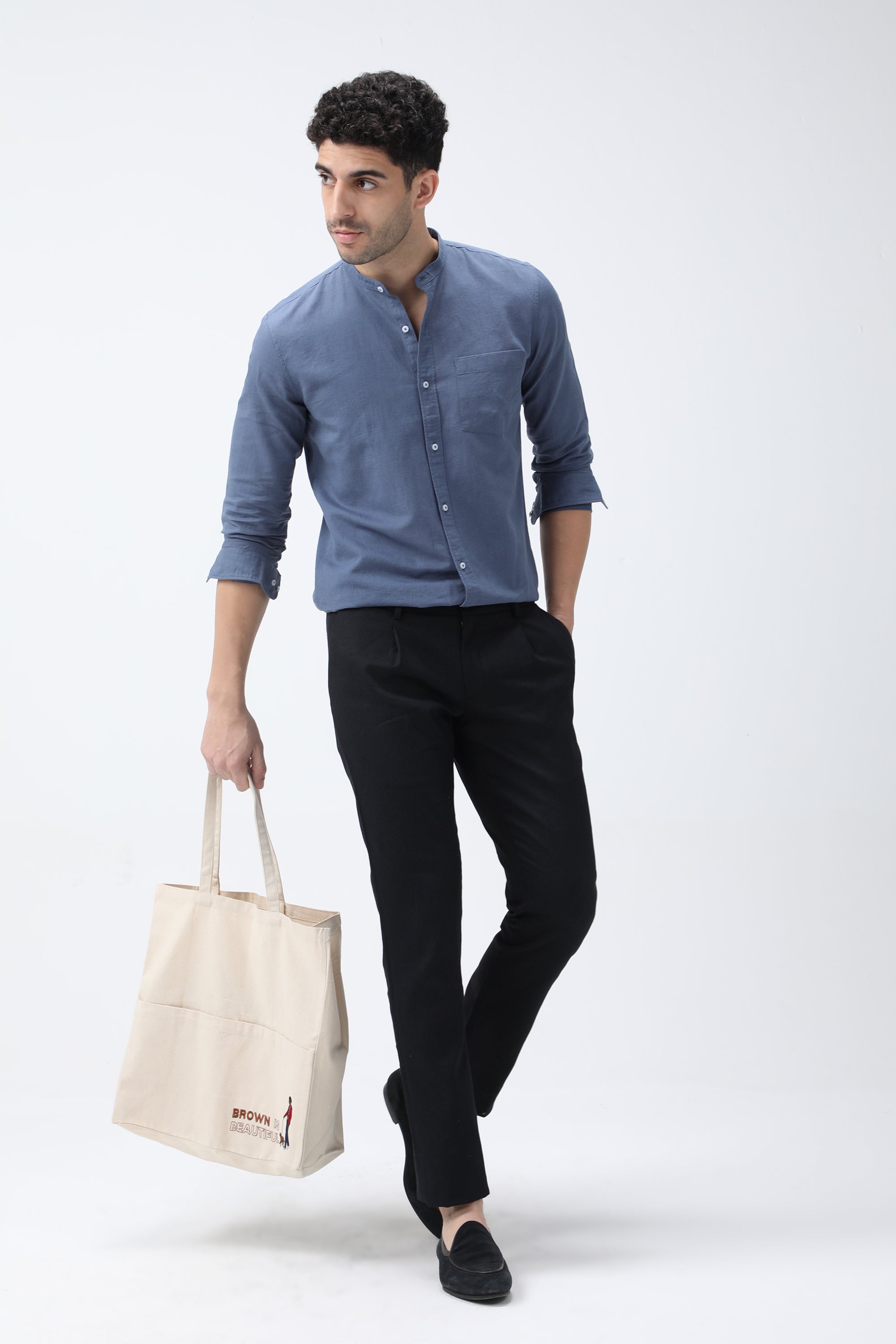 Bare Brown Slim Fit Cotton Chinos - Black