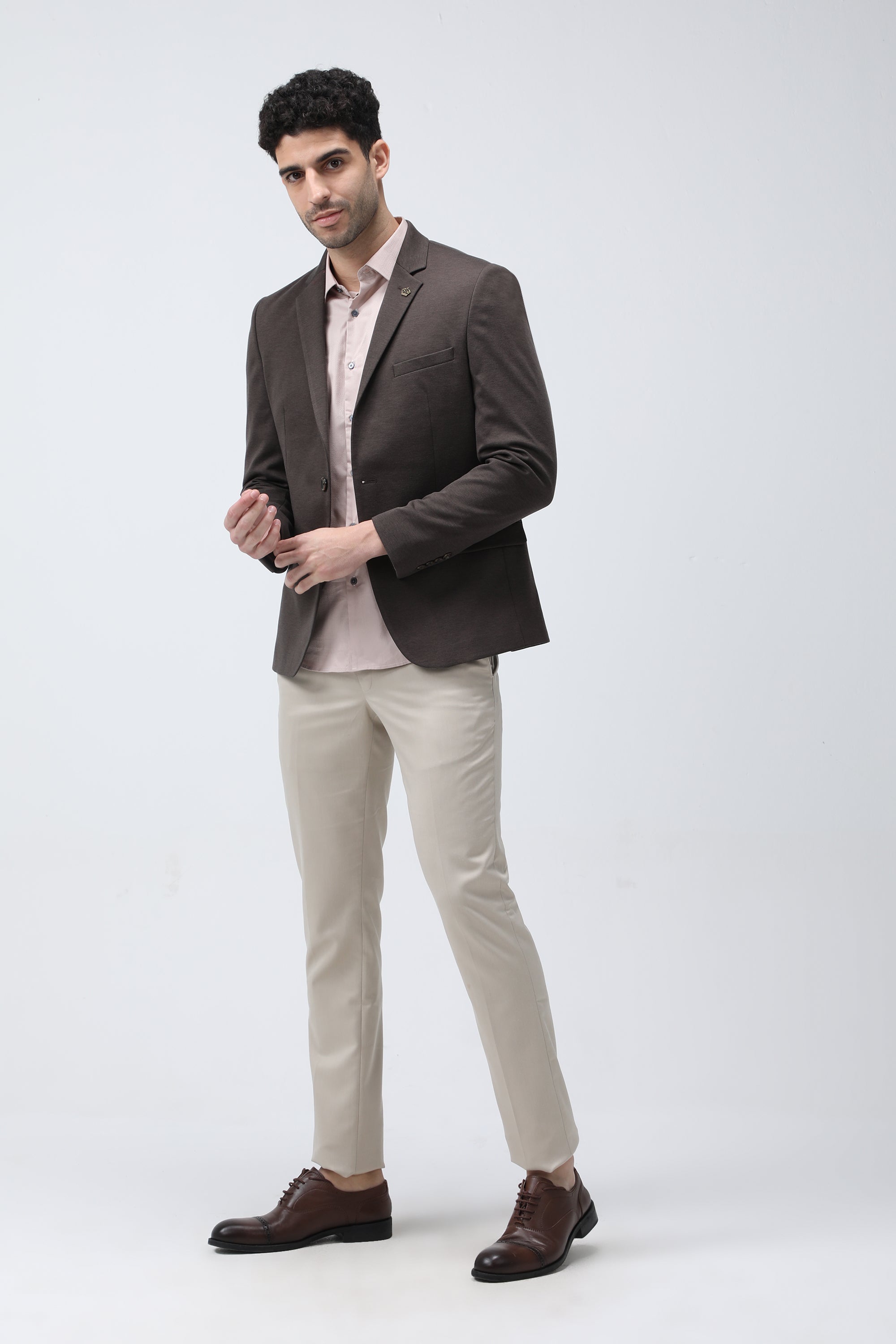 King Richard Slim Fit Knit Blazer - Brown