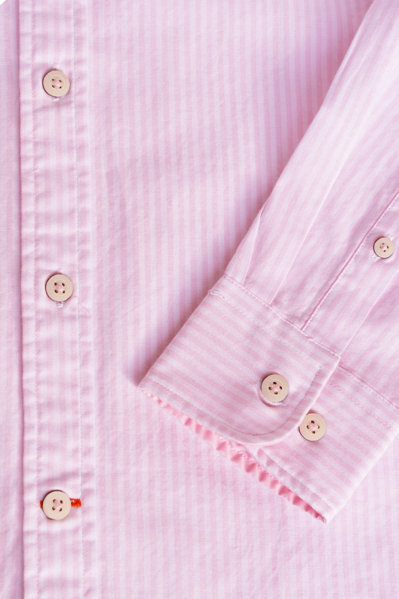 Bare Brown Slim Fit Cotton Striped Shirt with Full Sleeves - Pink