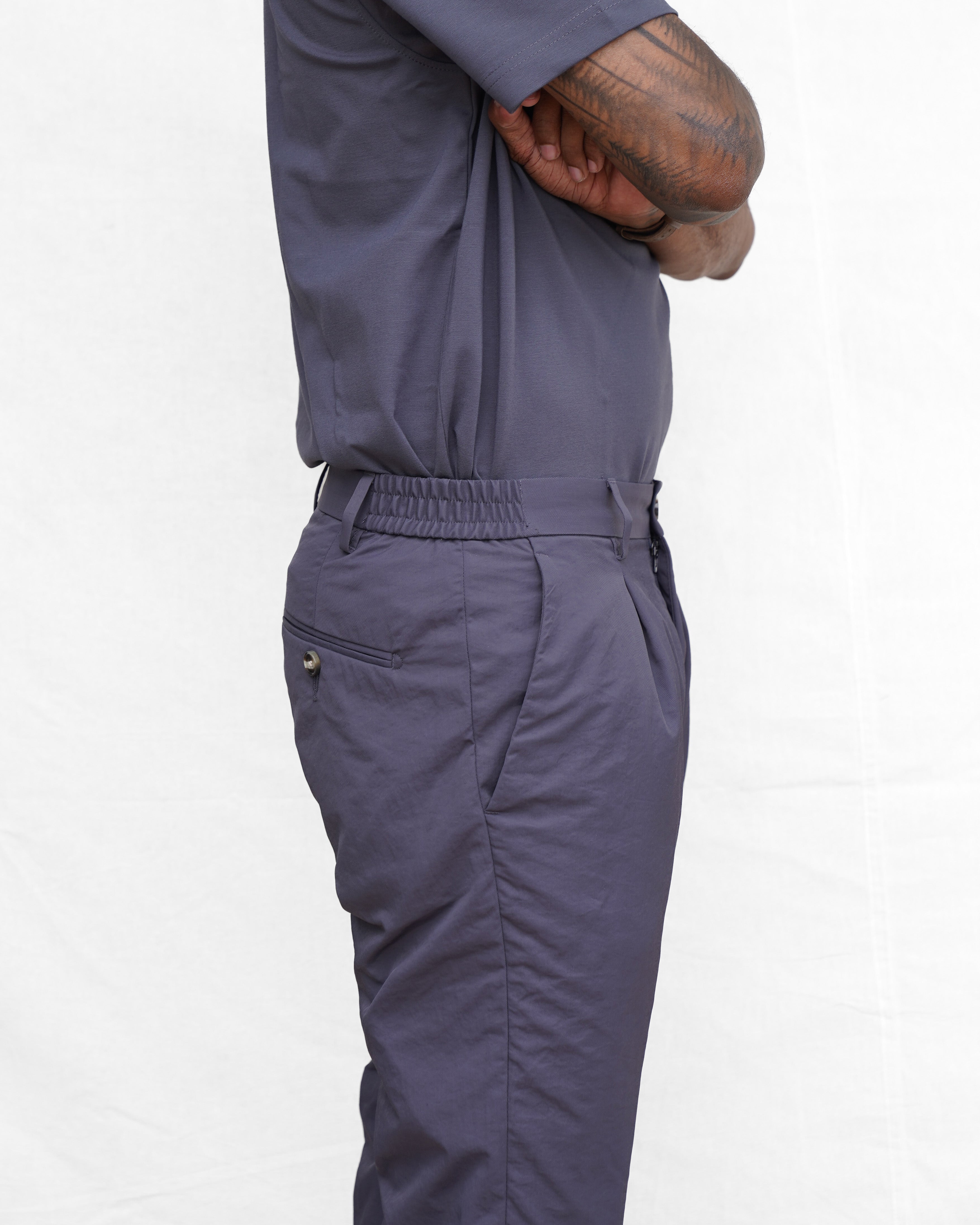 Bare Brown Chinos Ultra light Trouser with side  Elastic on Waistband - Grey