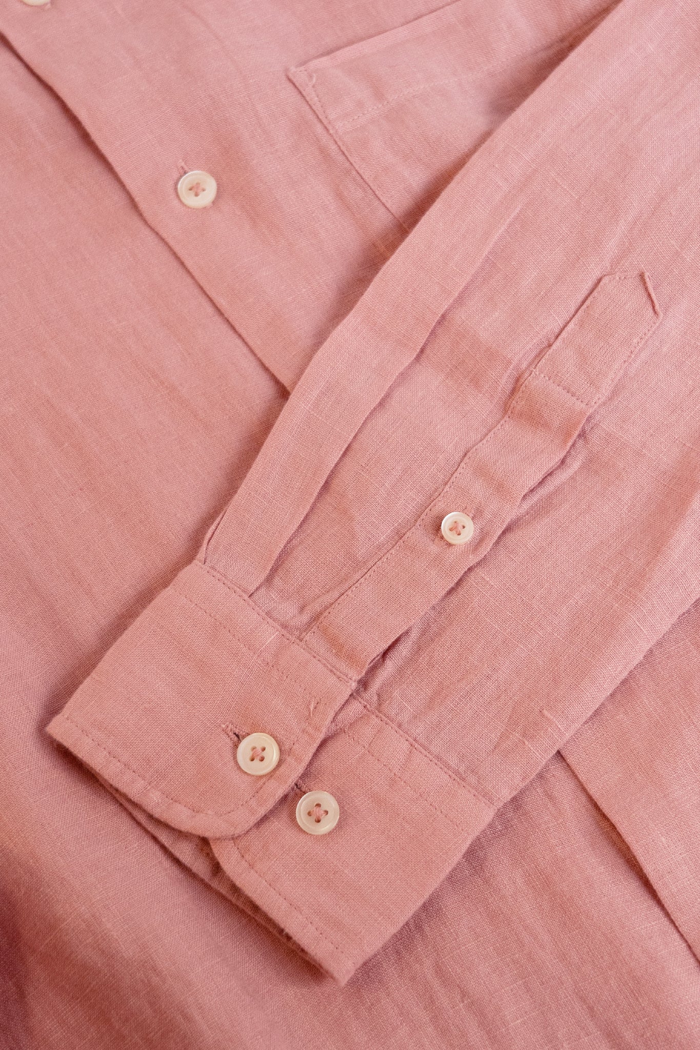 Bare Brown Pure Linen Shirt, Slim Fit with Full Sleeves - Pink