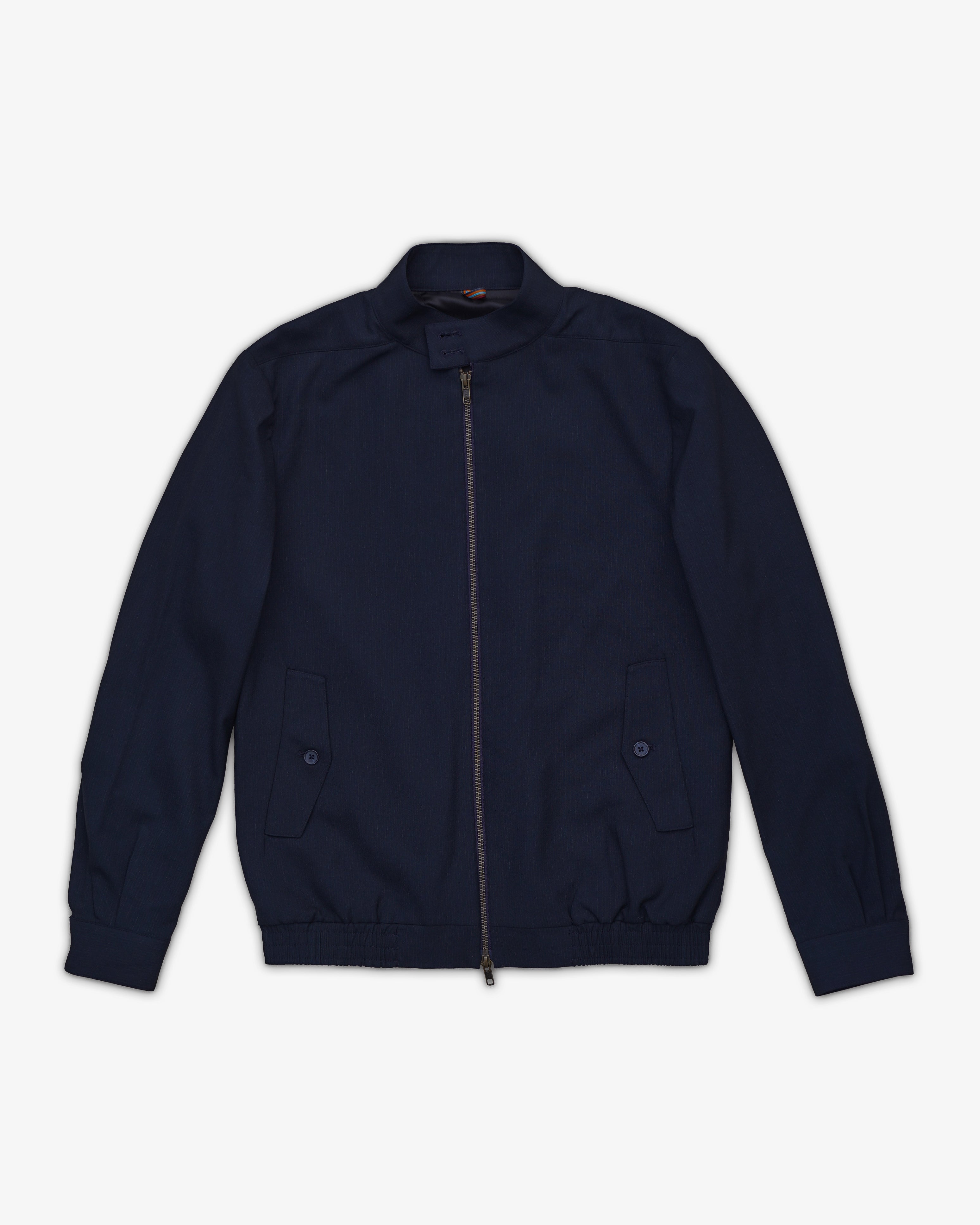 Bare Brown Stripe Harrington Jacket - Navy
