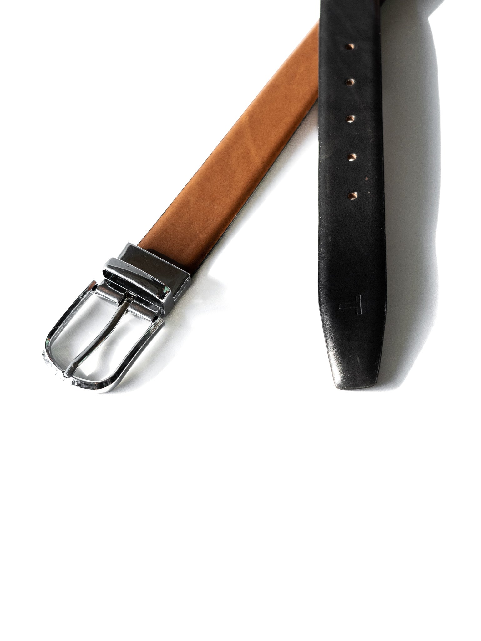 Men's Black & Cognac Reversible Leather Belt