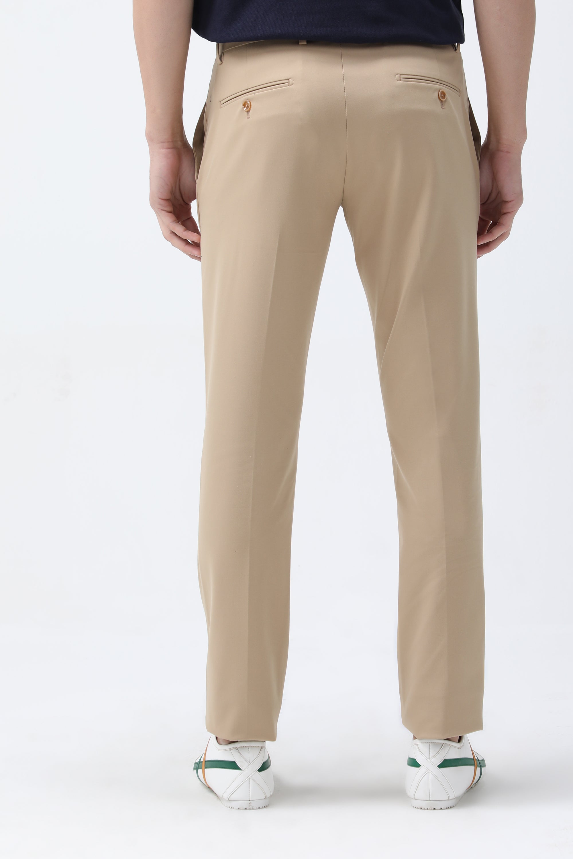 Bare Brown Stretch Slim Fit Cotton Chinos - Khaki