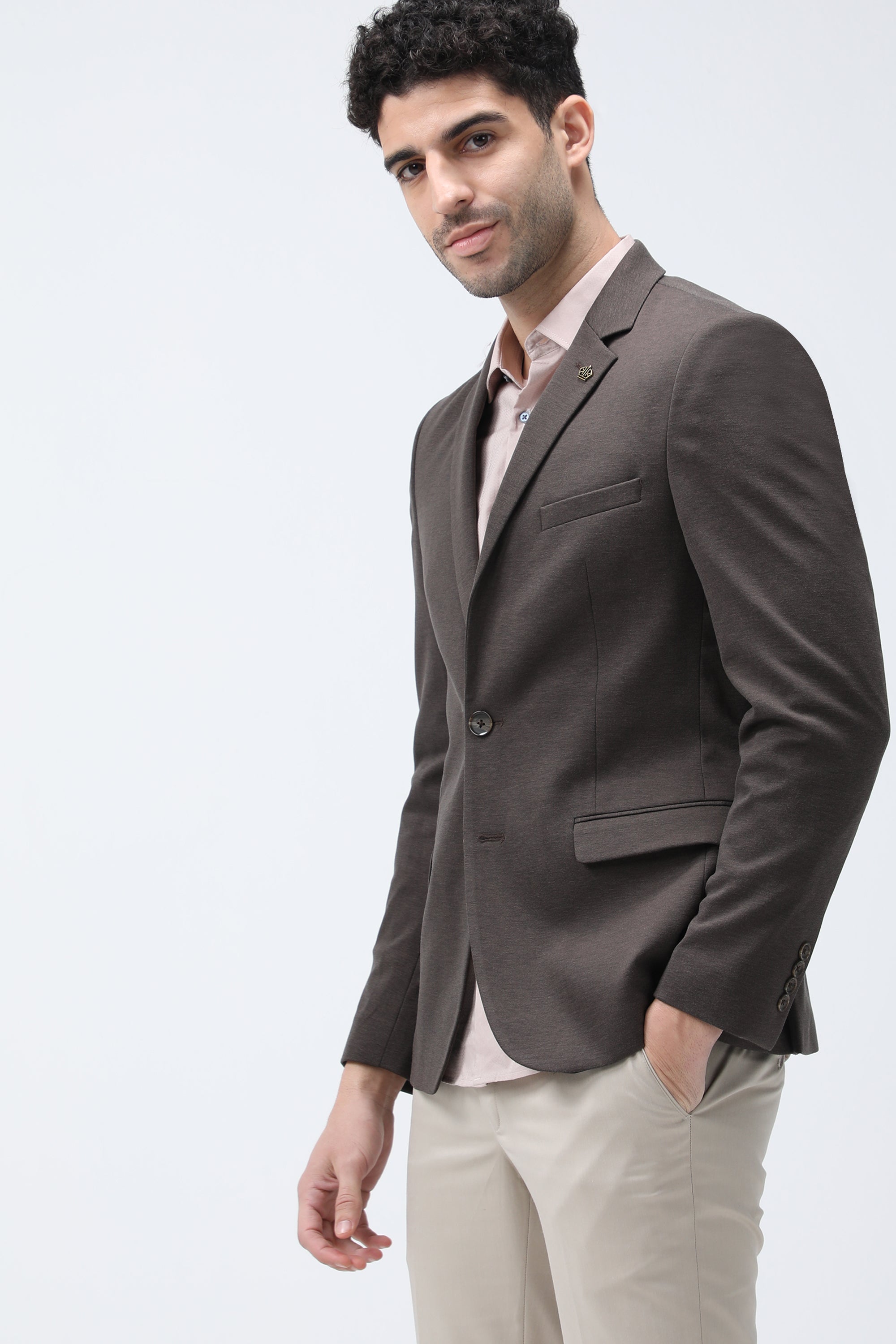 King Richard Slim Fit Knit Blazer - Brown