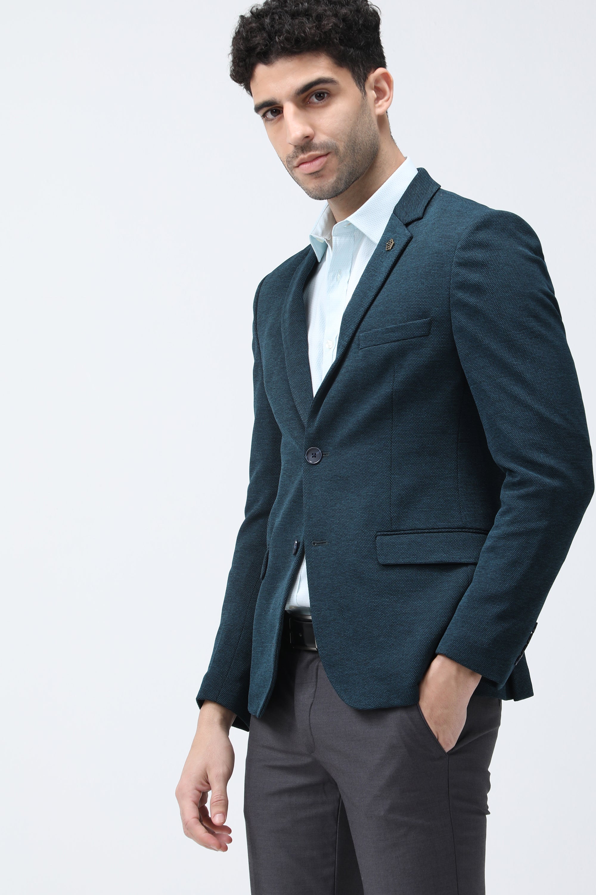 King Richard Slim Fit Knit Blazer - Teal