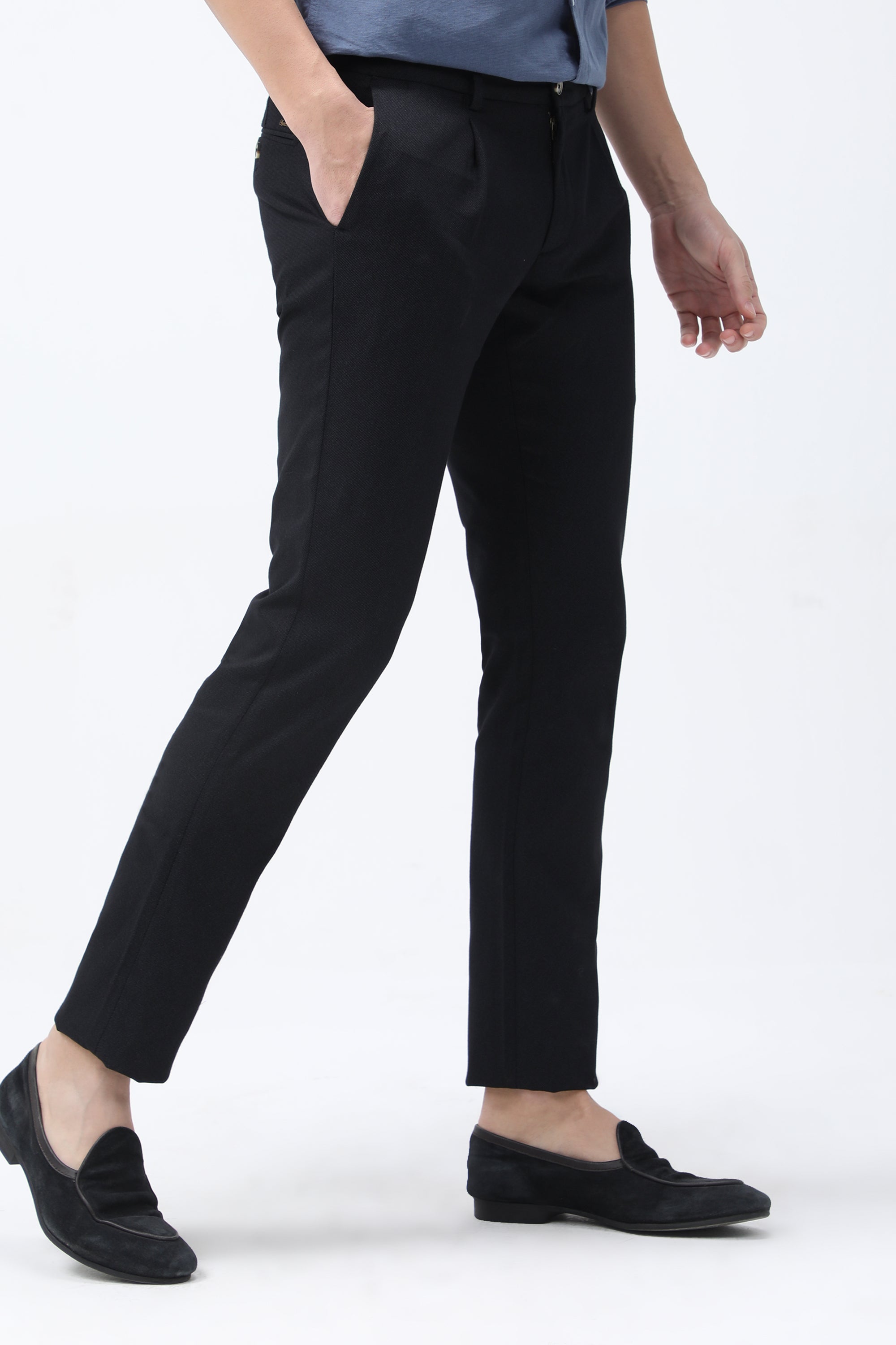 Bare Brown Slim Fit Cotton Chinos - Black