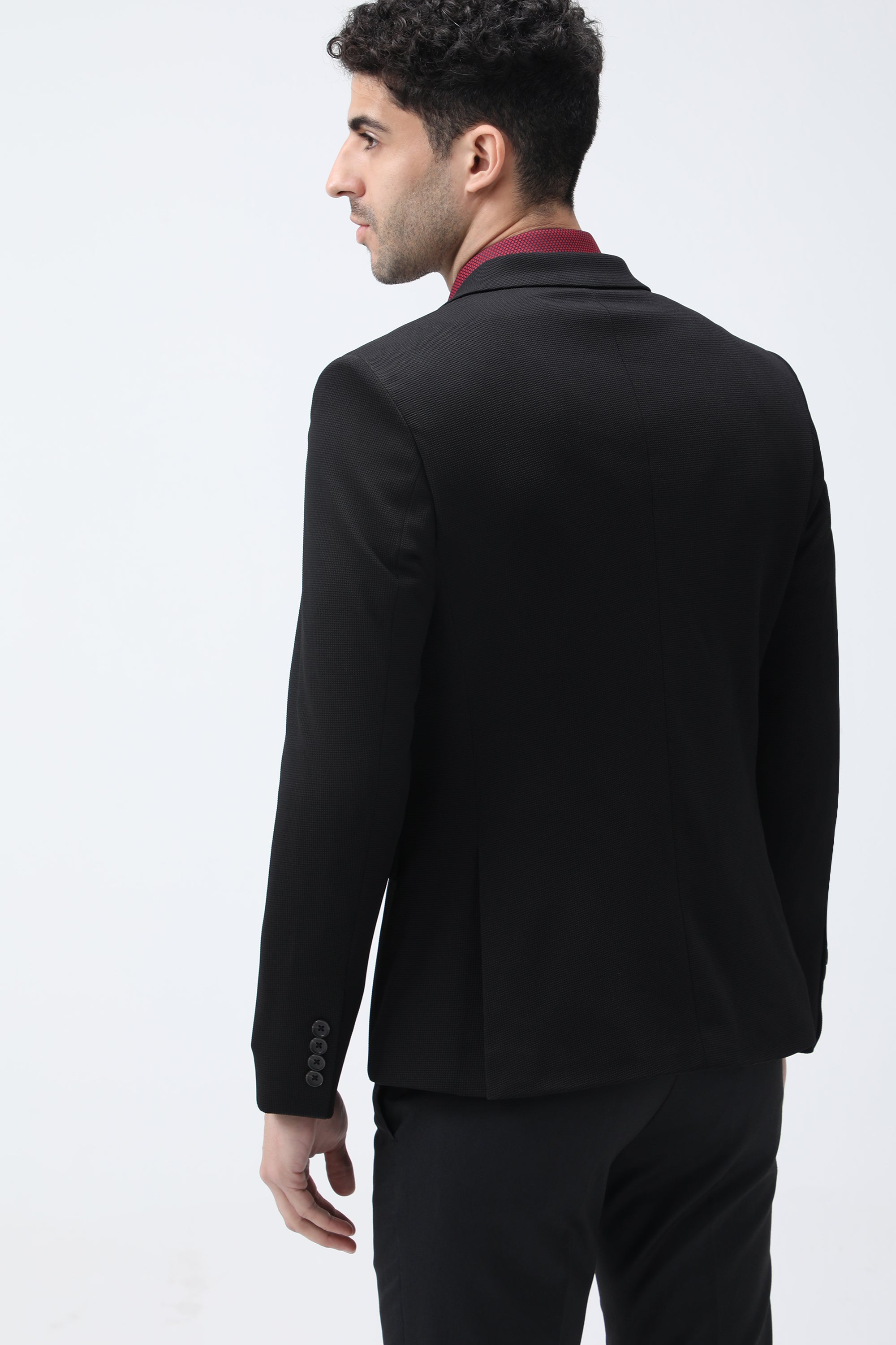 King Richard Slim Fit Knit Blazer - Black