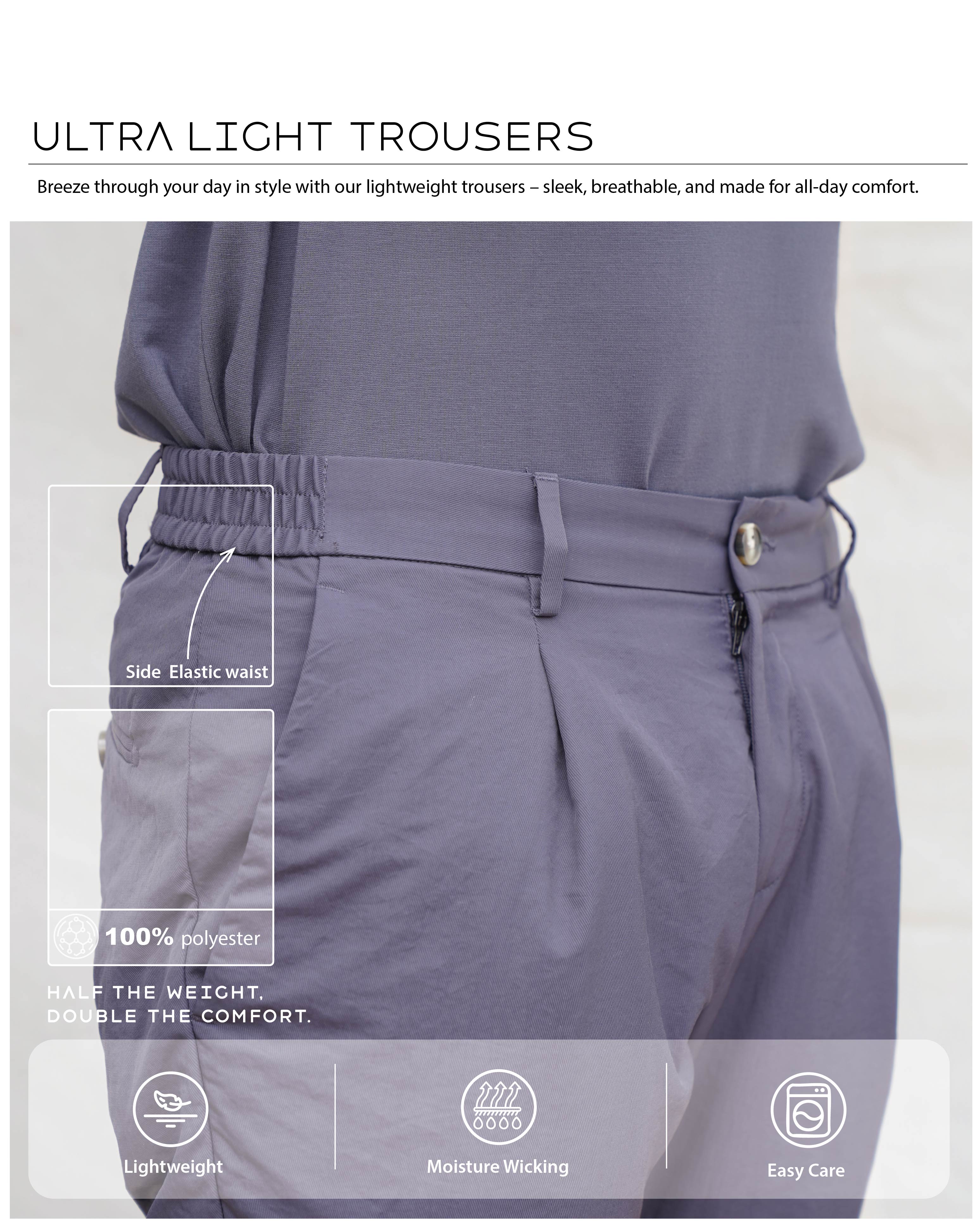 Bare Brown Chinos Ultra light Trouser with side  Elastic on Waistband - Grey